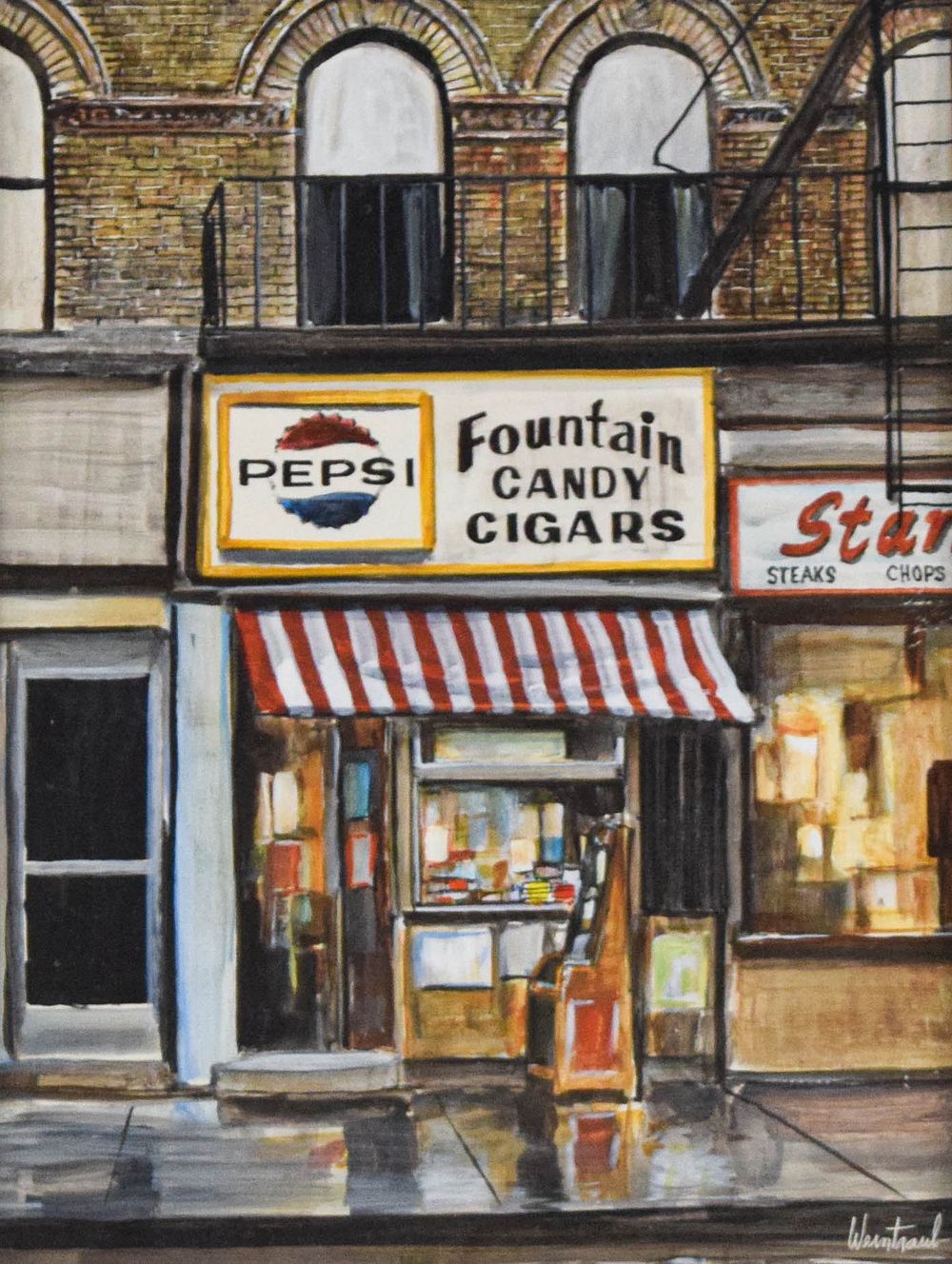 Lot 401: Herbert Weintraub Oil on Board City Street