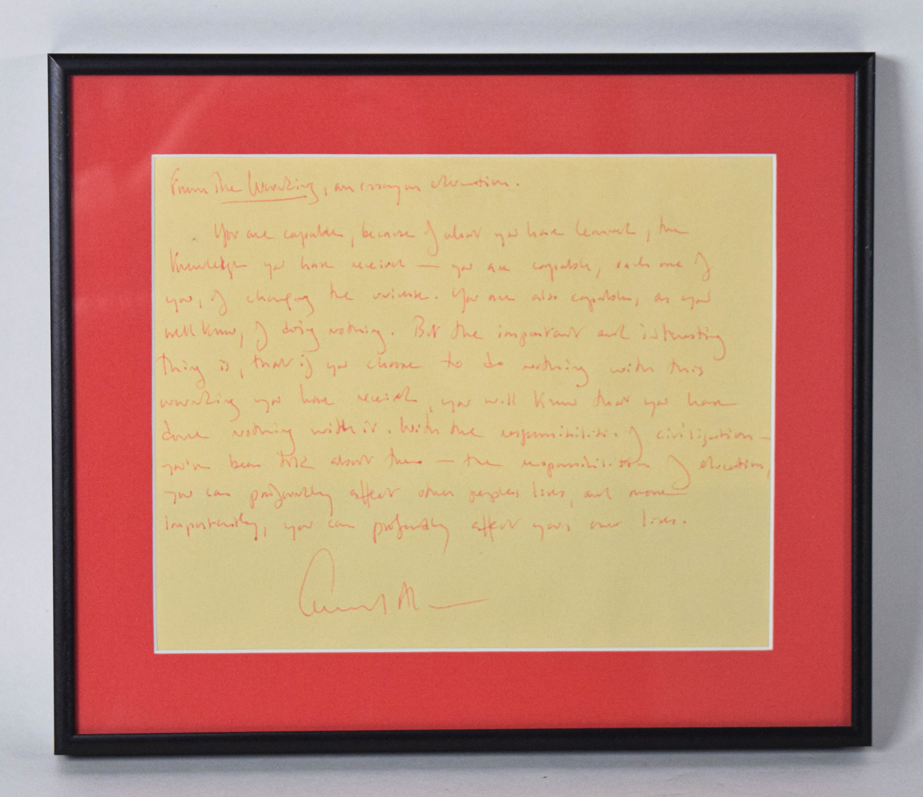 Edward Albee Ink on Paper Manuscript Excerpt From The Wrecking