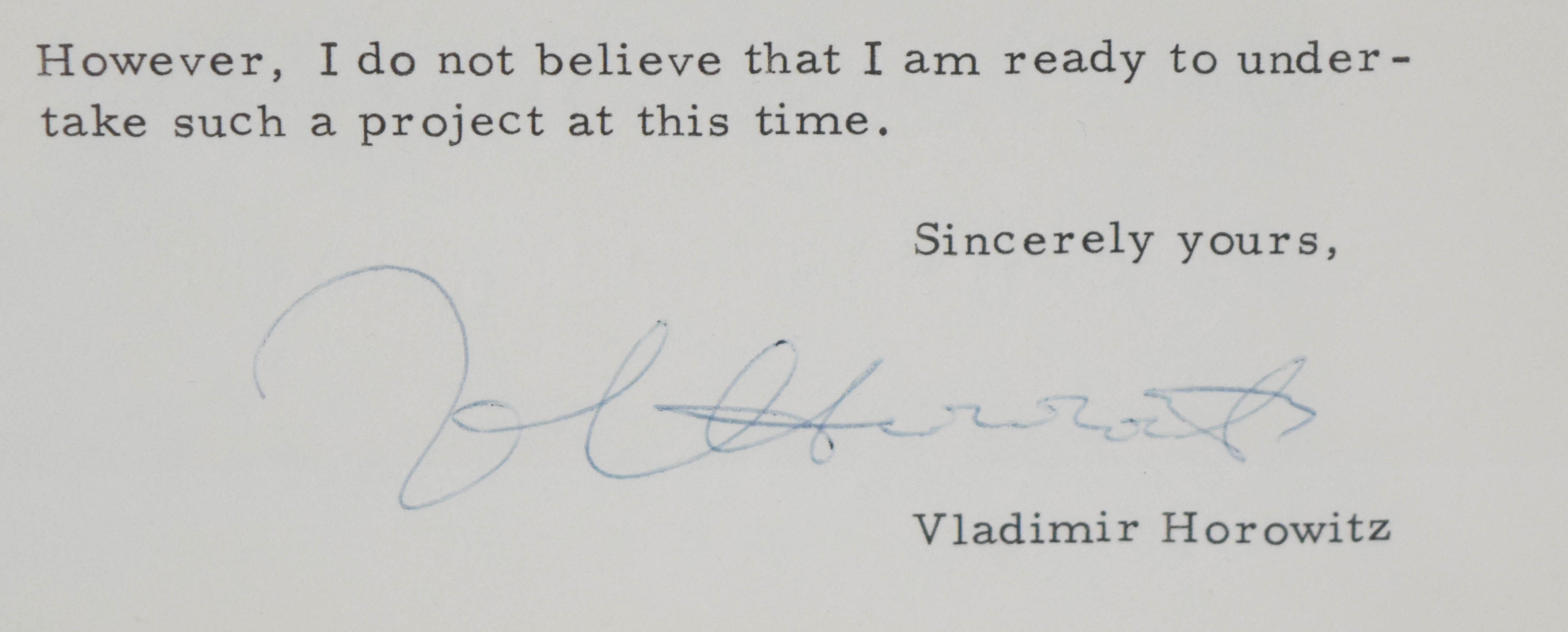 Vladimir Horowitz Framed Typed Letter Signed and Signed Photograph