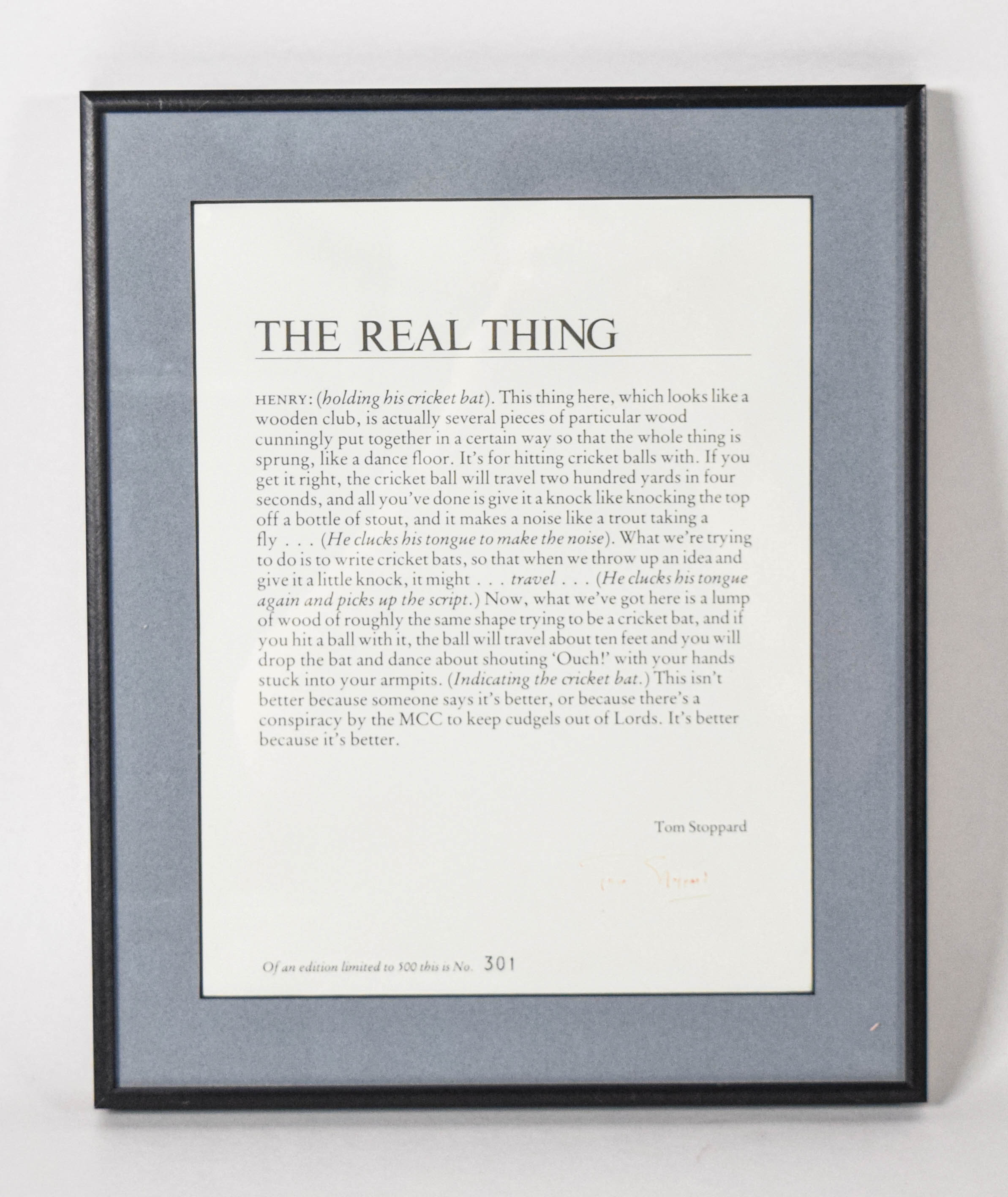 Tom Stoppard Signed Limited Edition Print The Real Thing