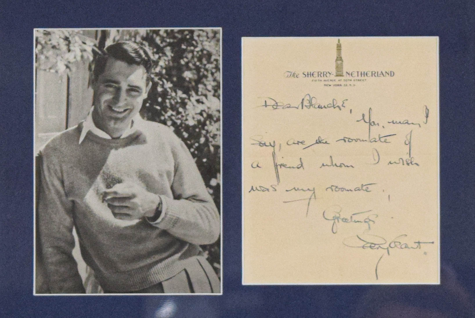 Cary Grant Autograph Letter and Photograph Display