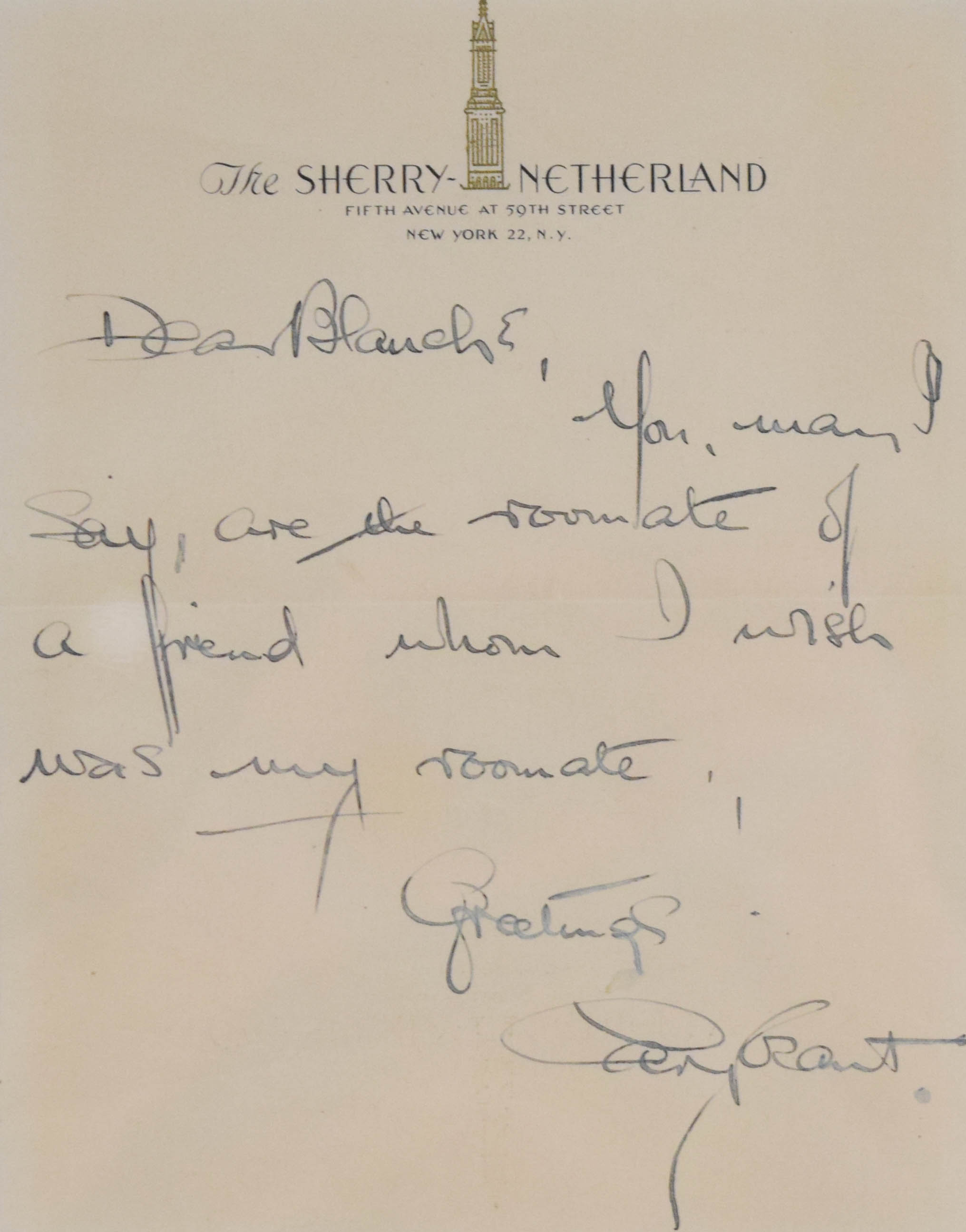 Cary Grant Autograph Letter and Photograph Display