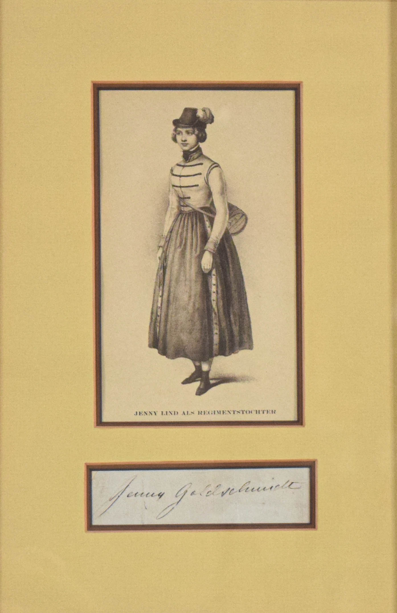 Jenny Goldschmidt Autograph and Jenny Lind Lithograph
