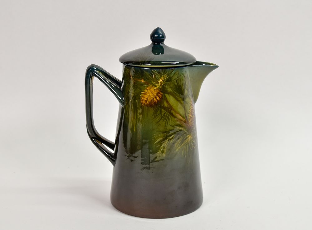 Lot 242: Rookwood Pottery Pine Cone Coffee Pot Wilcox and Nourse