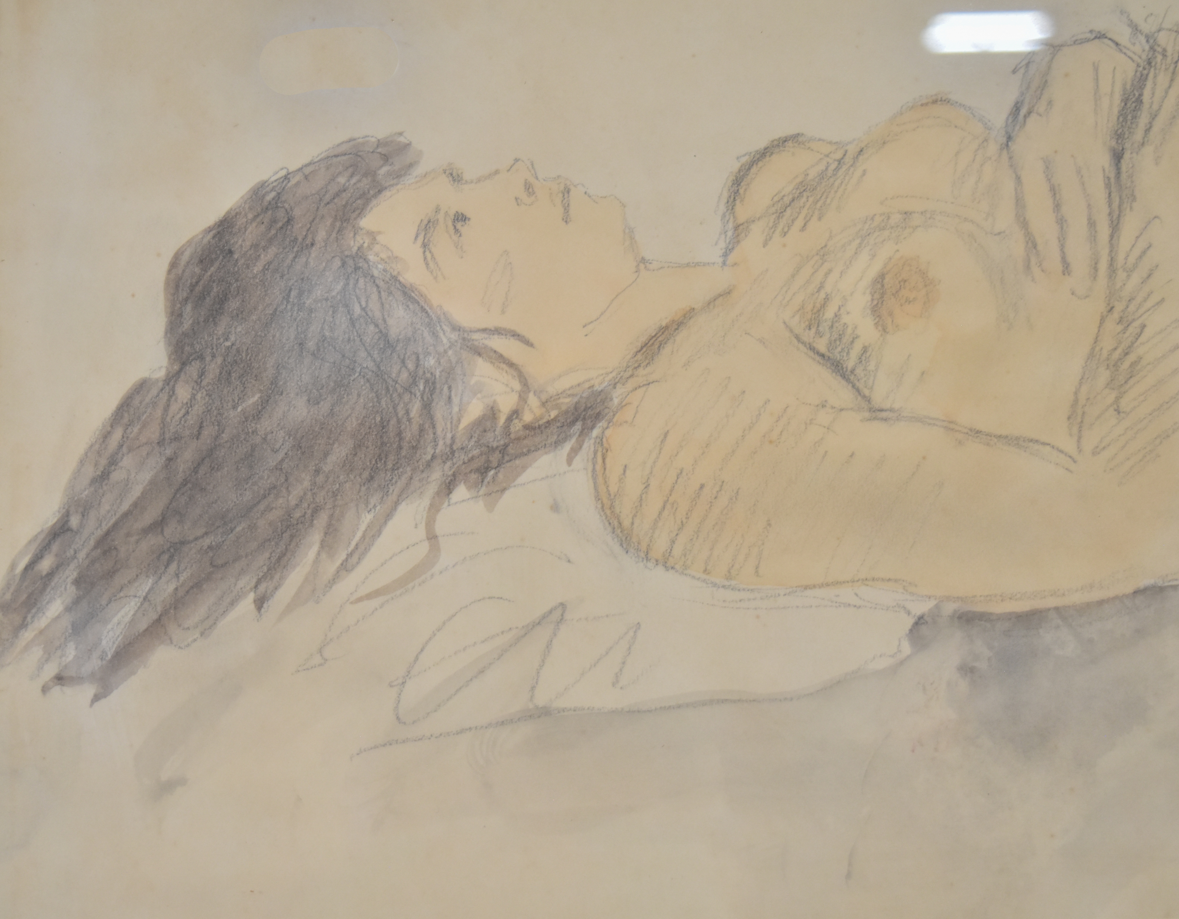 Raphael Soyer Graphite and Colored Pencil on Paper Reclining Nude
