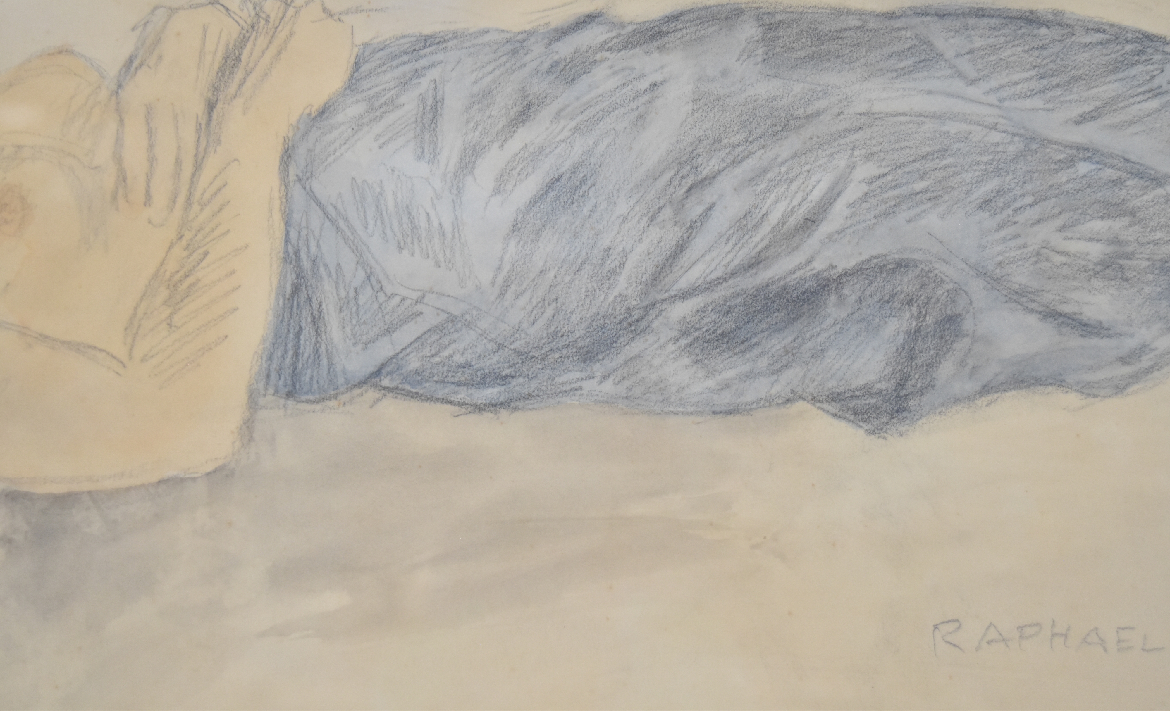 Raphael Soyer Graphite and Colored Pencil on Paper Reclining Nude