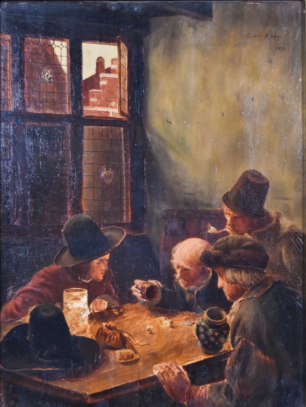 Lot 400: Claus Meyer Oil on Board The Dice Players