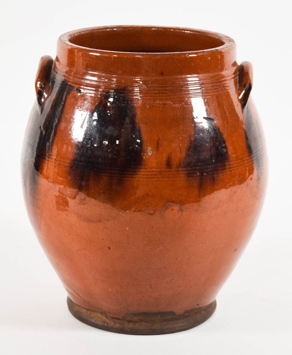 Lot 237: American Redware Manganese Splotched Storage Jar