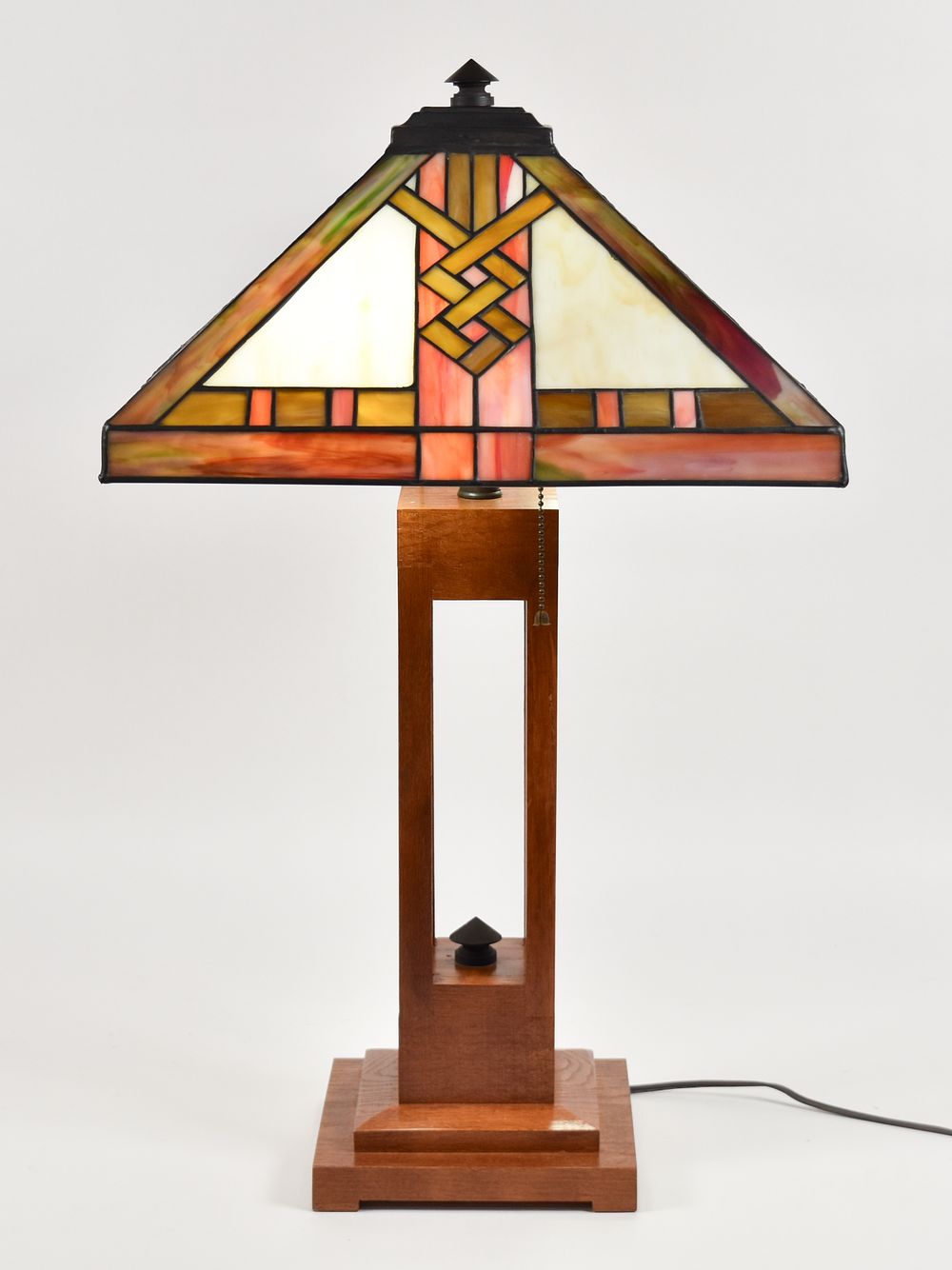 Lot 276: Mission Style Stained Glass Table Lamp