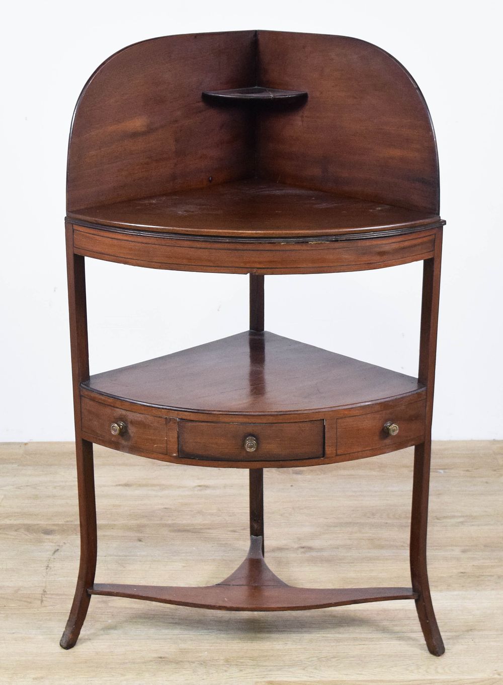Lot 432: Federal Style Inlaid Mahogany Corner Washstand With Gallery