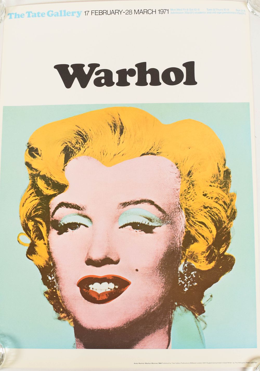 Lot 317: Andy Warhol, Marilyn Monroe Exhibition Poster, Tate Gallery 1971, Misprint
