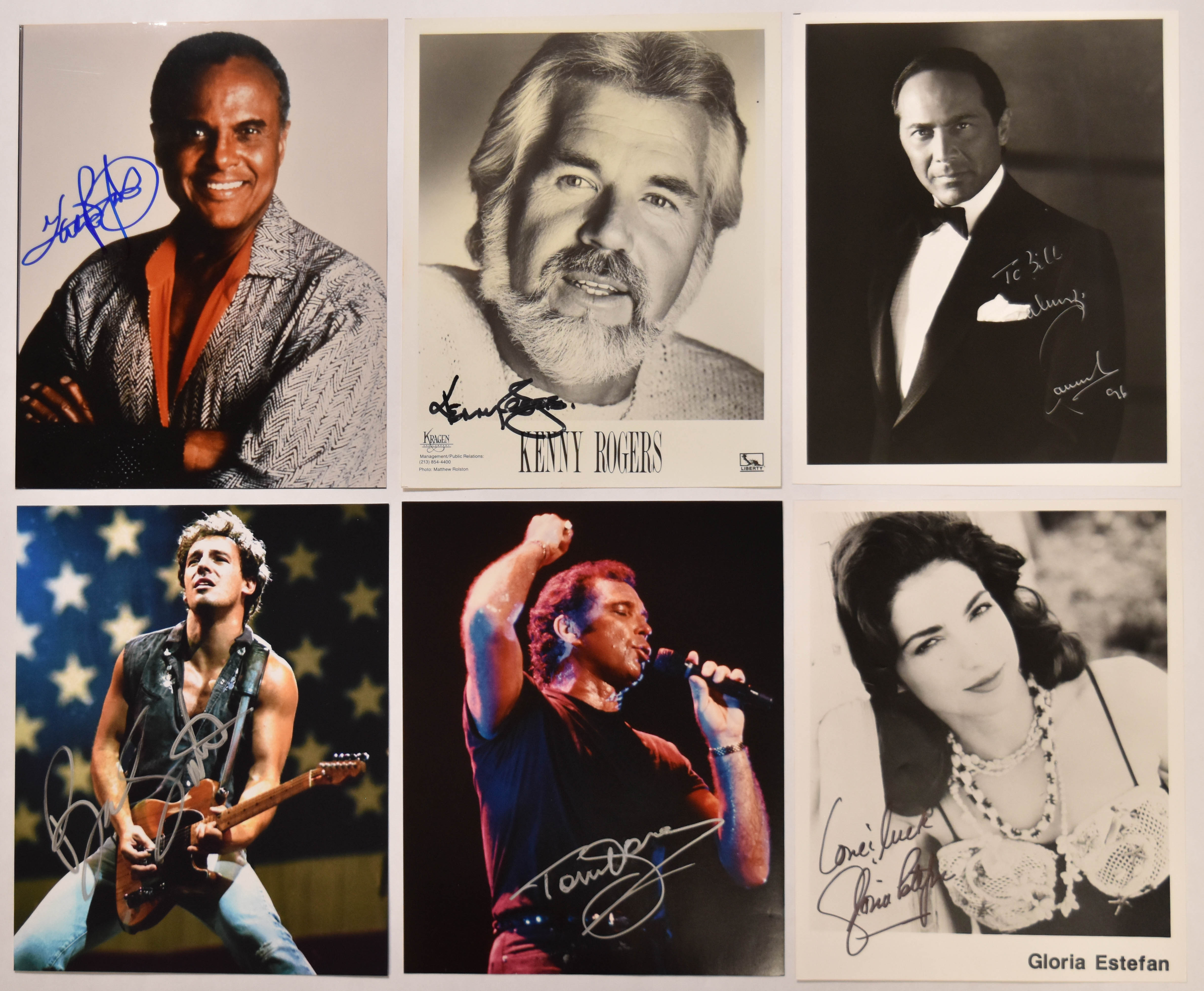 6 Bruce Springsteen and Harry Belafonte Signed Photographs