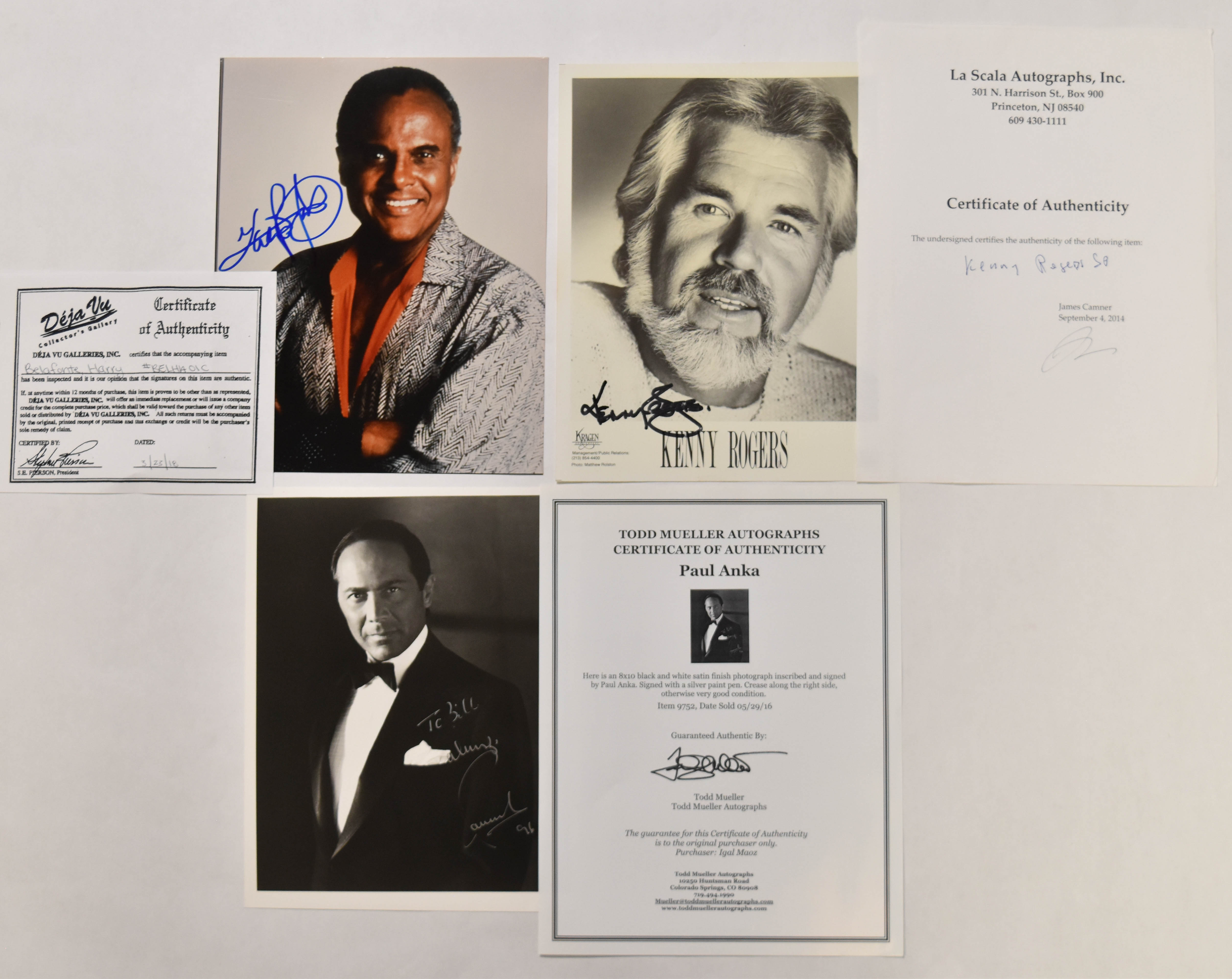 6 Bruce Springsteen and Harry Belafonte Signed Photographs