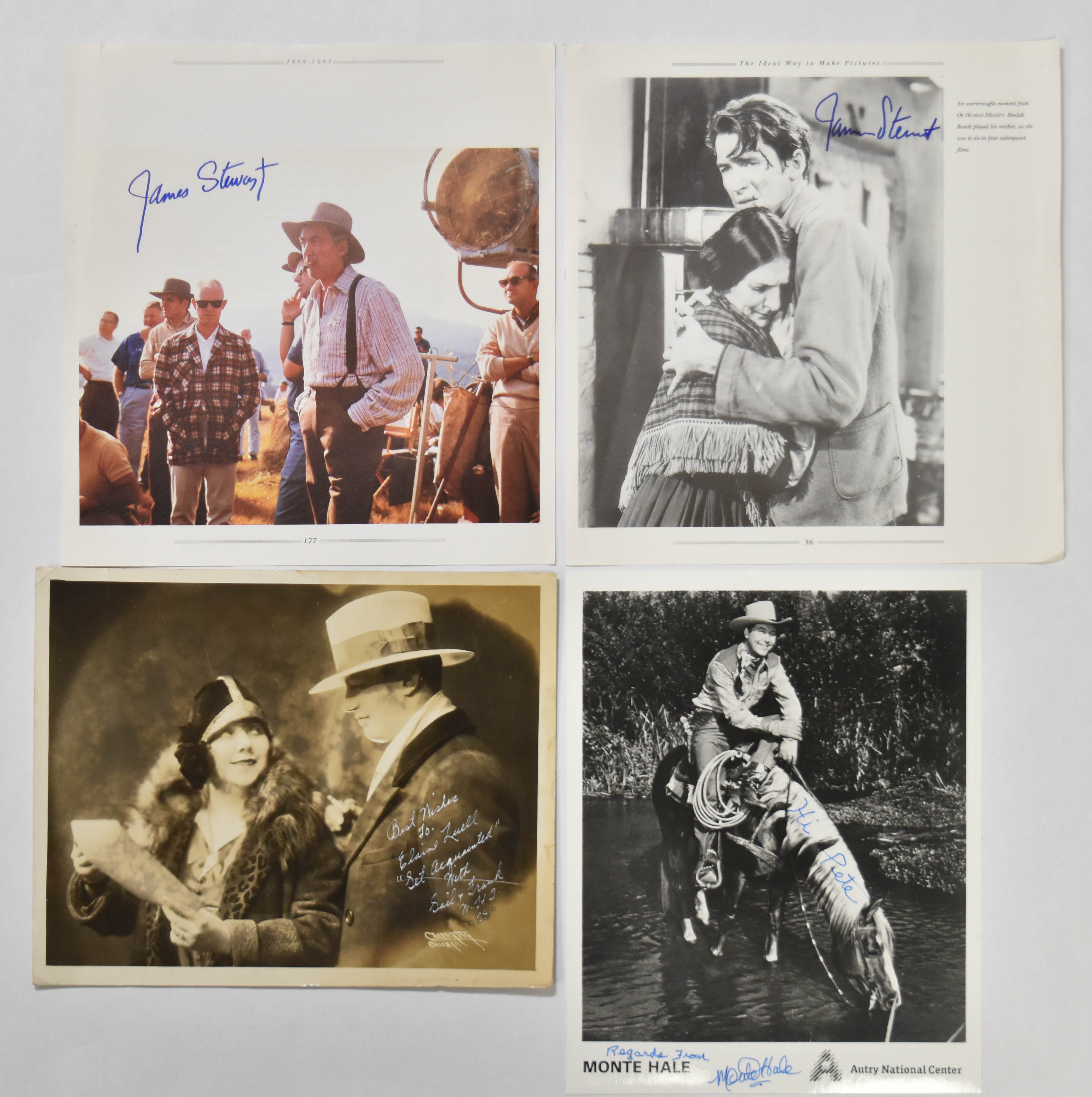 4 James Stewart and Monte Hale Signed Promotional Photographs