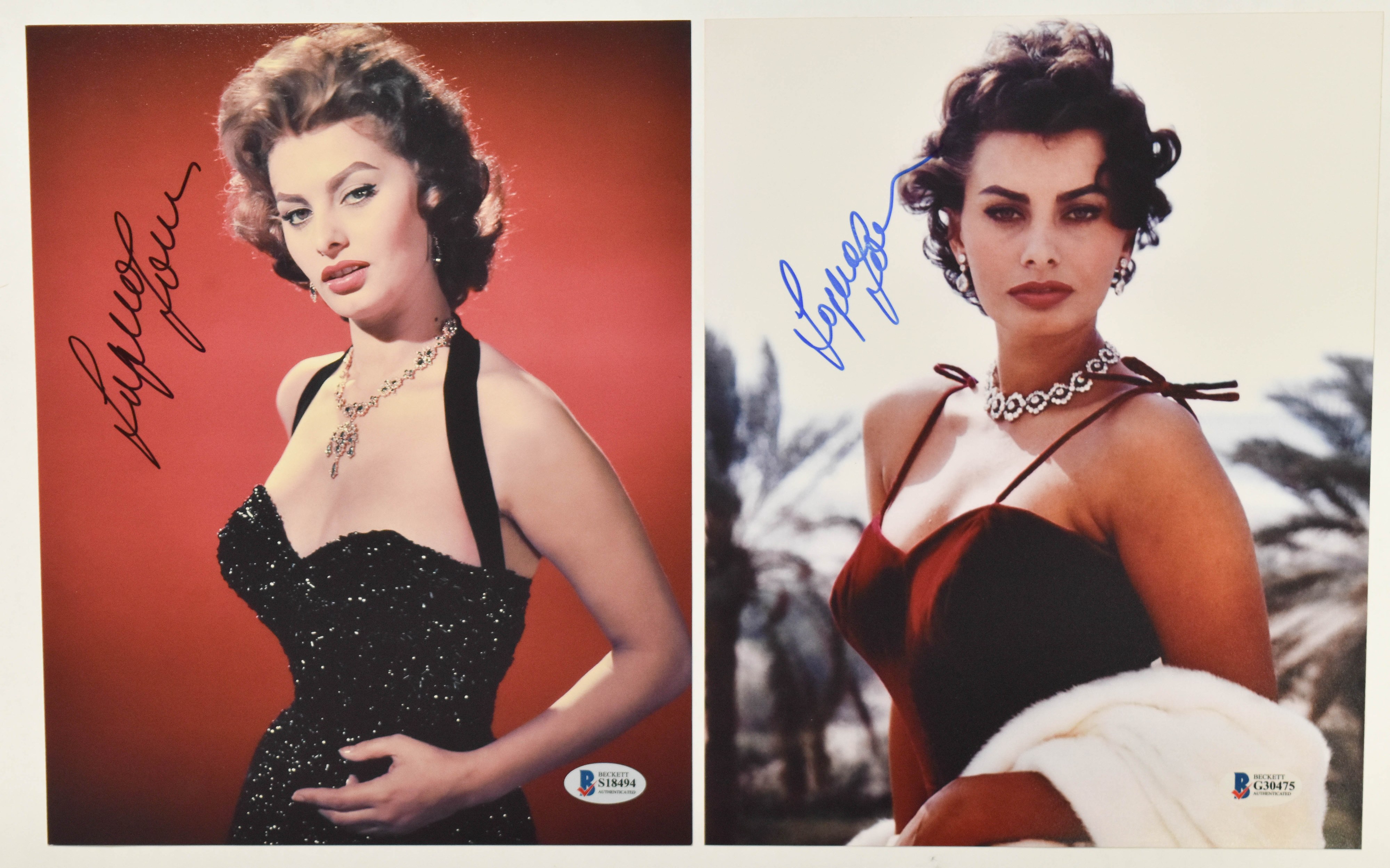 2 Sophia Loren Autographed Color Photographs