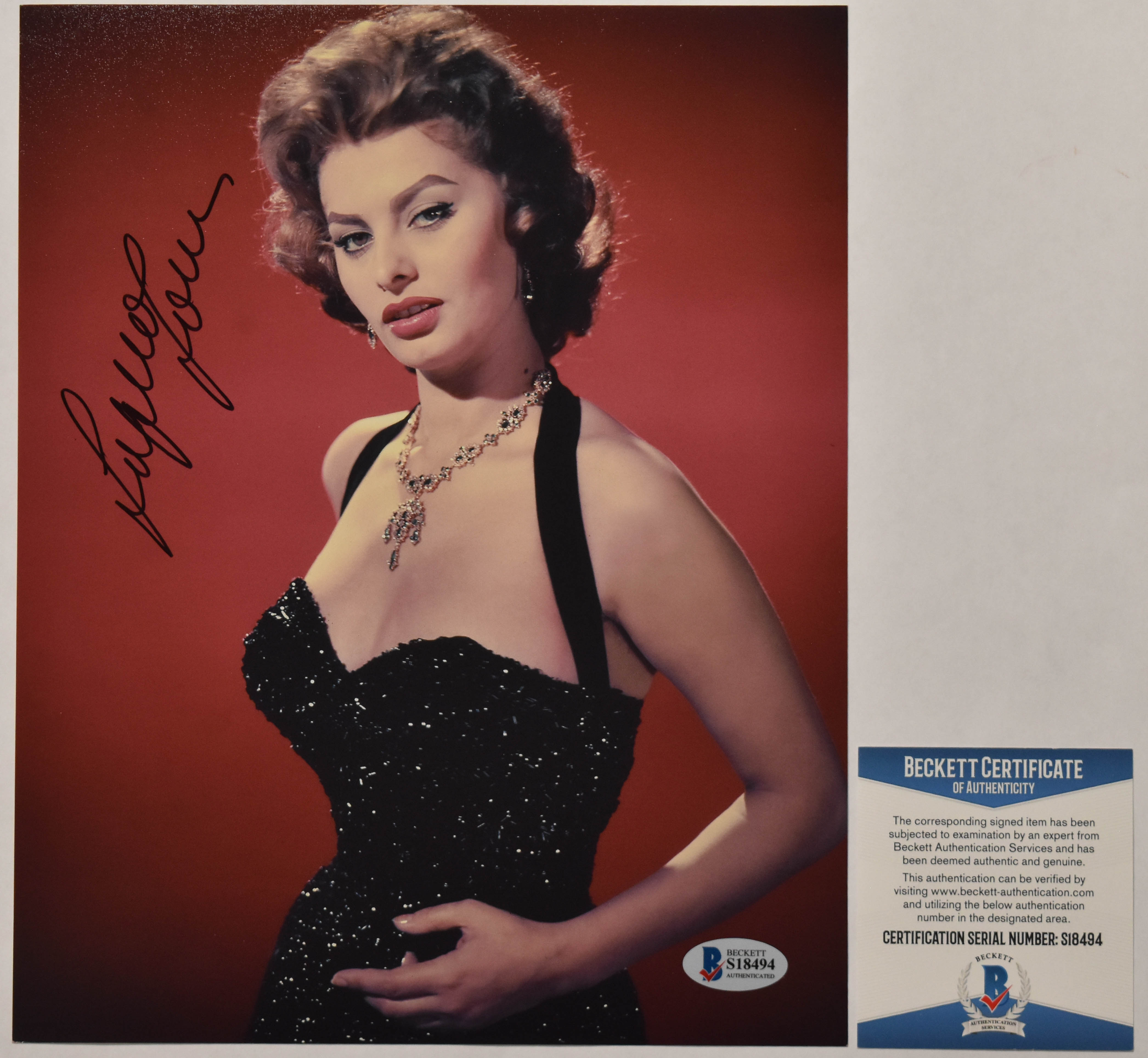 2 Sophia Loren Autographed Color Photographs