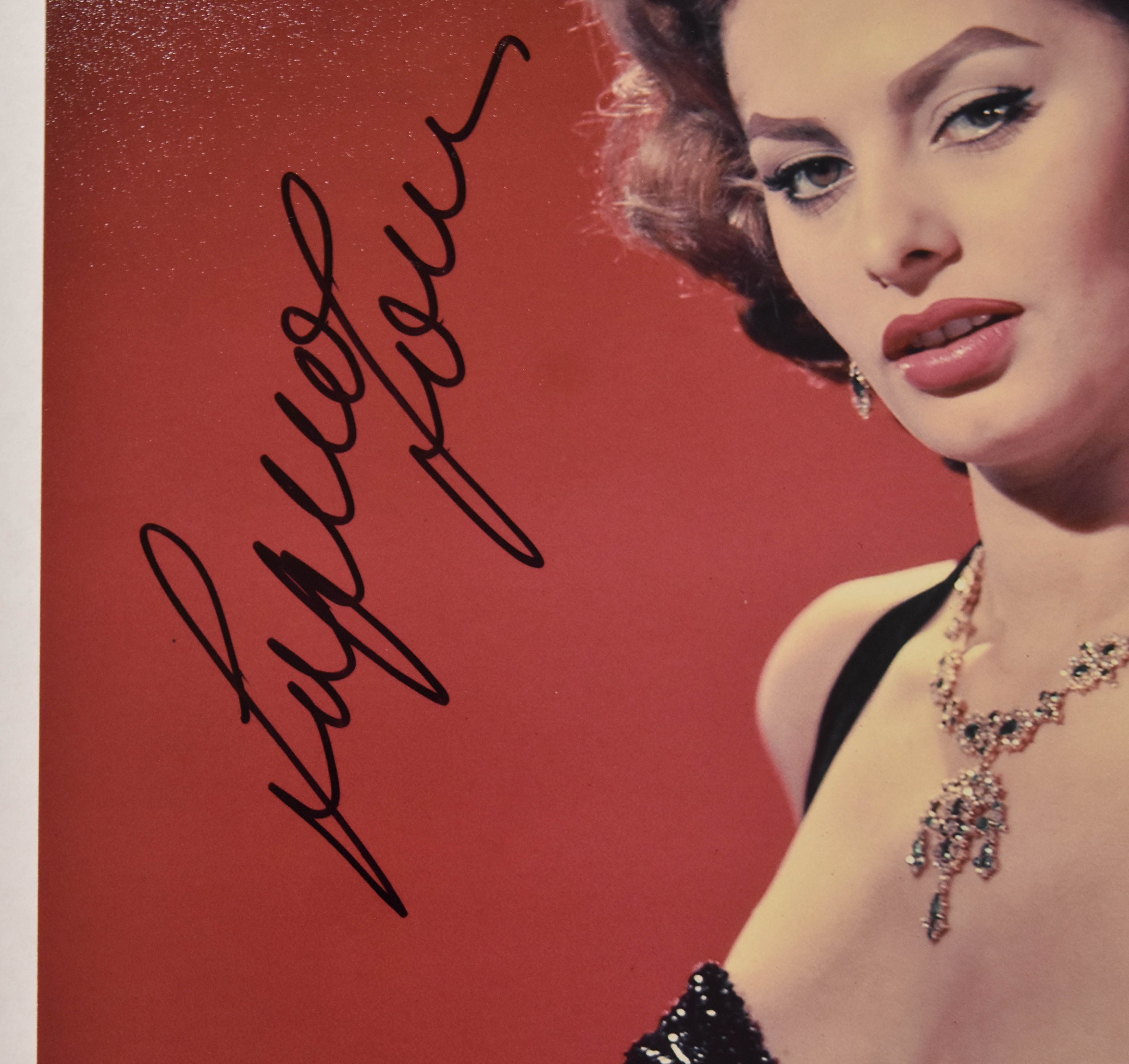 2 Sophia Loren Autographed Color Photographs