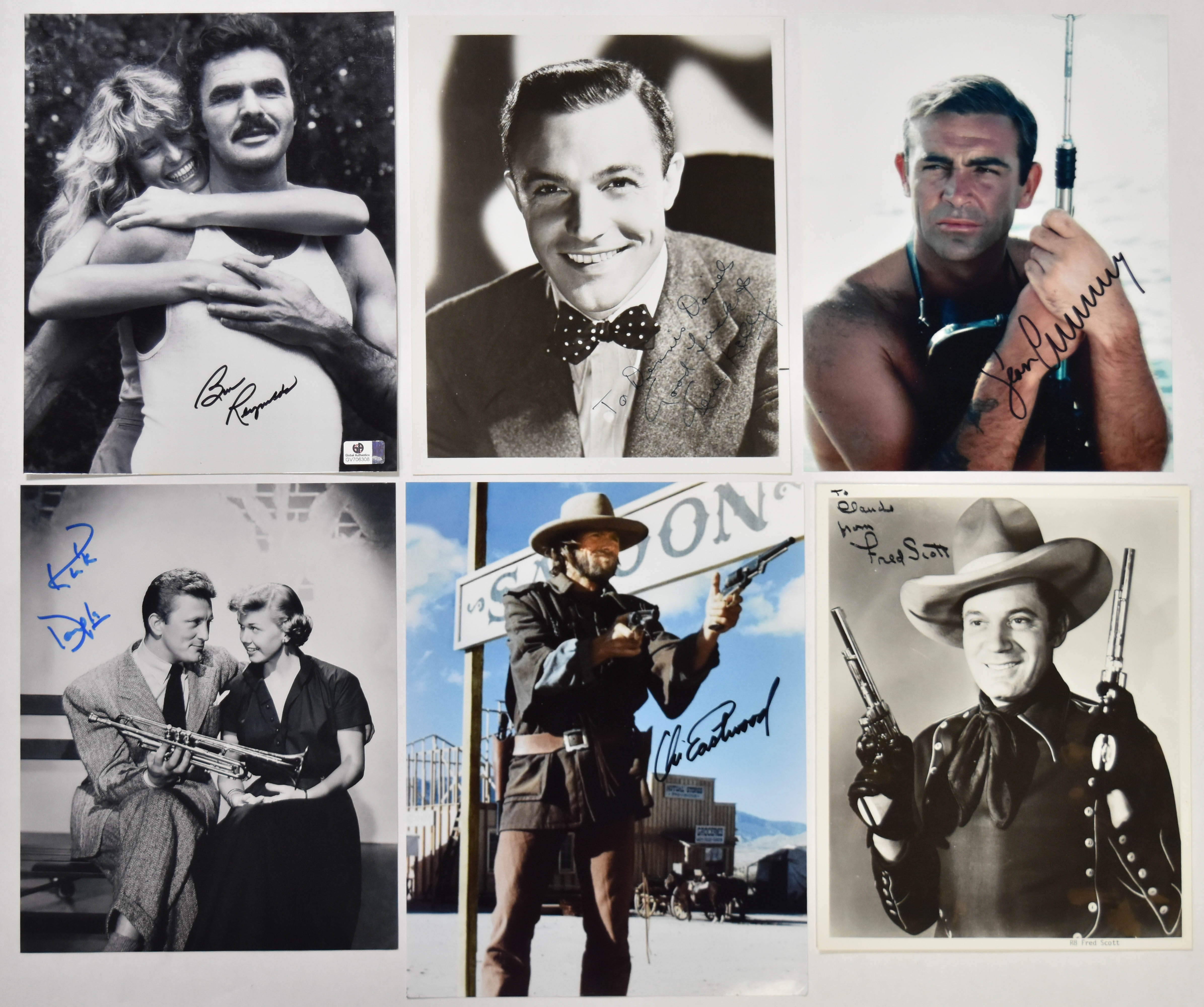6 Hollywood Actors Signed Photographs Including Sean Connery and Clint Eastwood