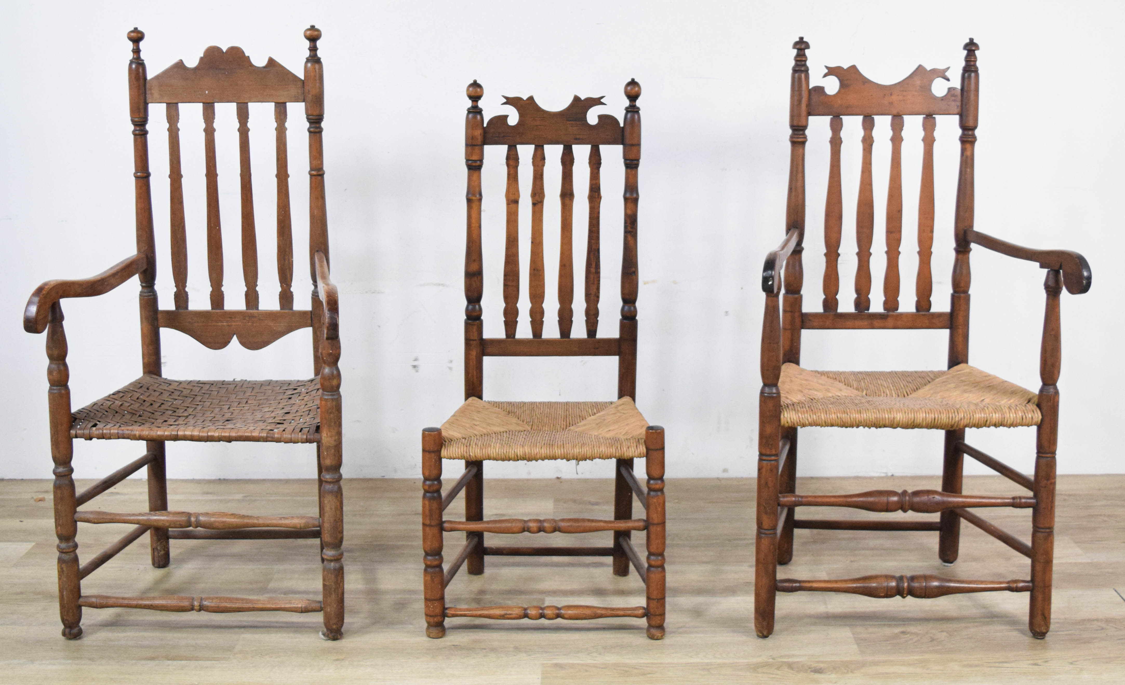 3 William & Mary Banister Back Chairs