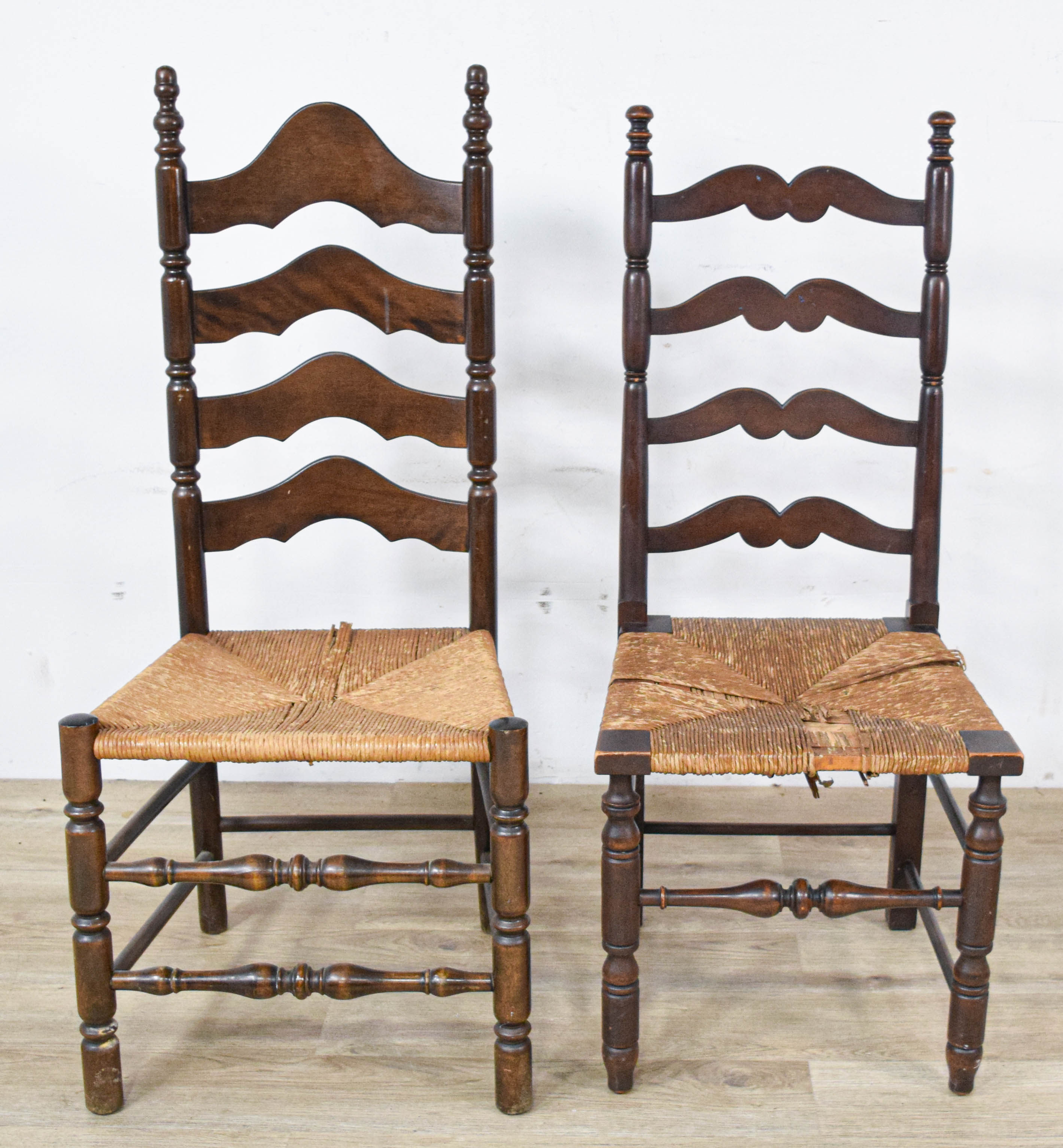 4 Early American Ladderback Chairs