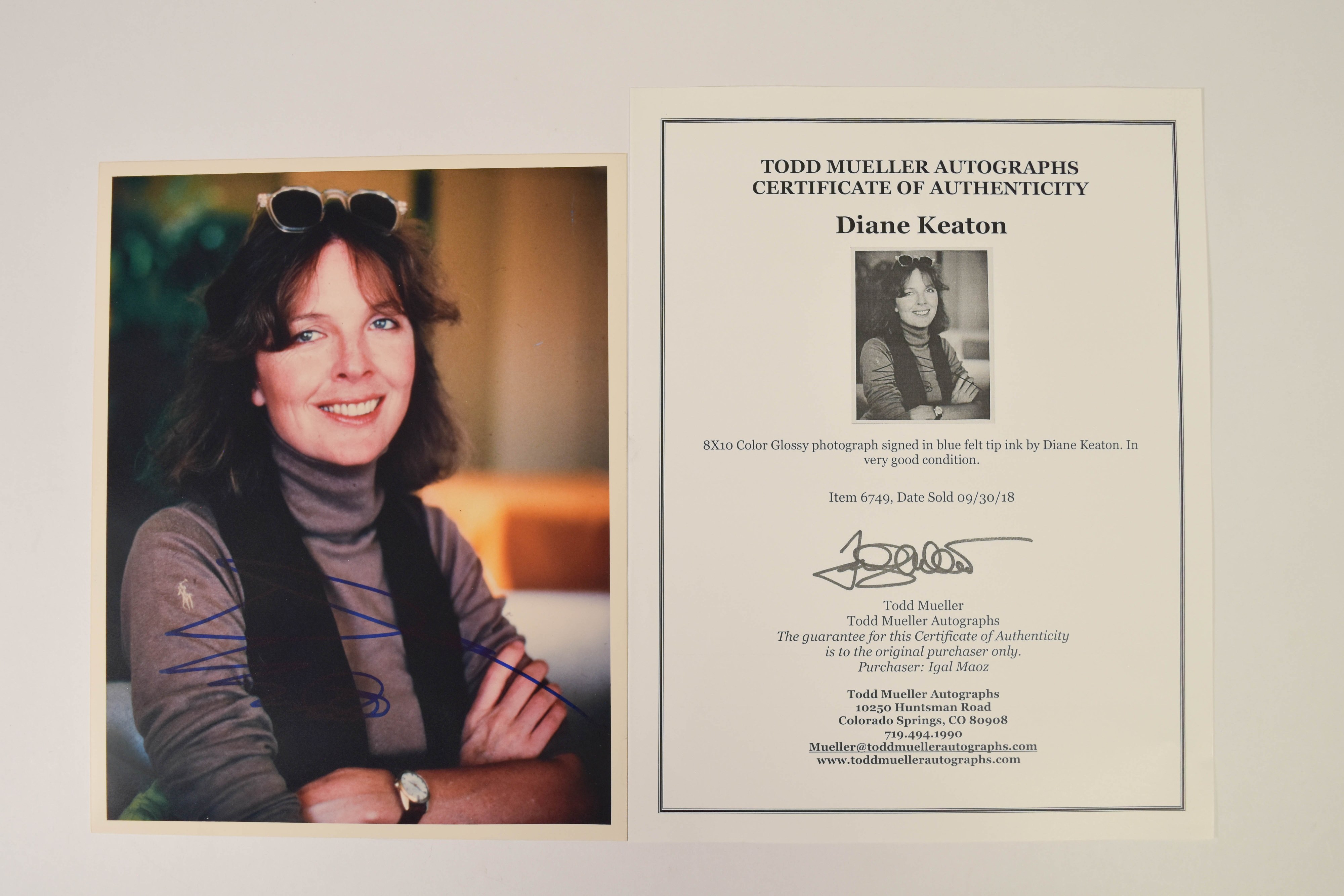 5 Signed Glossy Publicity Photographs of Actresses Including Diane Keaton and Susan Sarandon