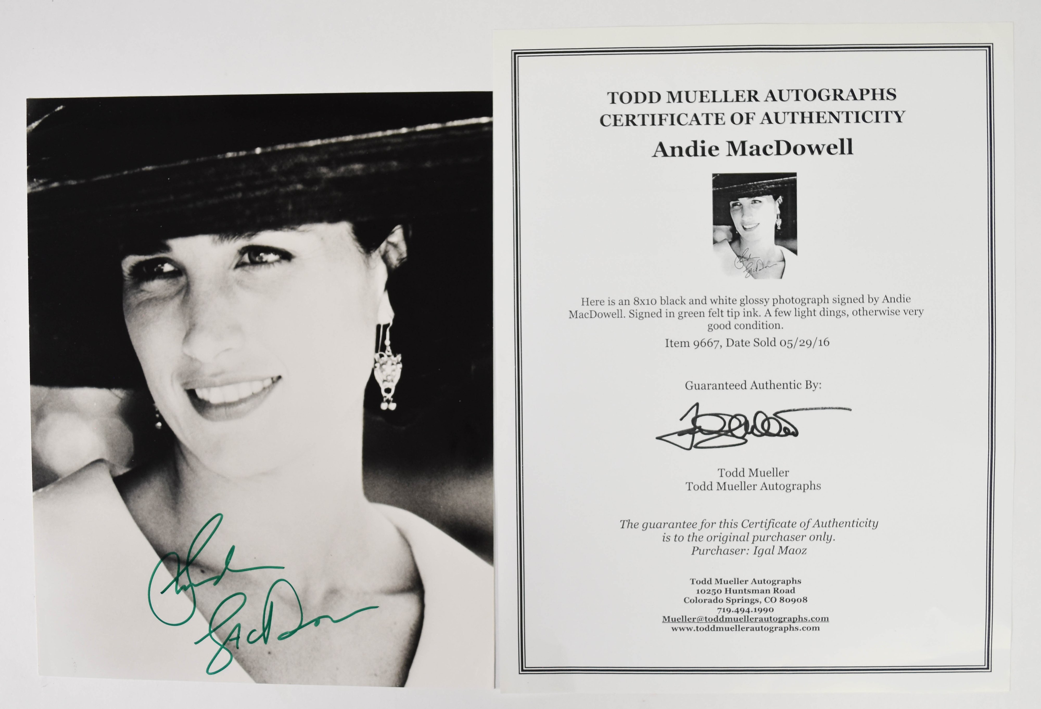 5 Signed Glossy Publicity Photographs of Actresses Including Diane Keaton and Susan Sarandon