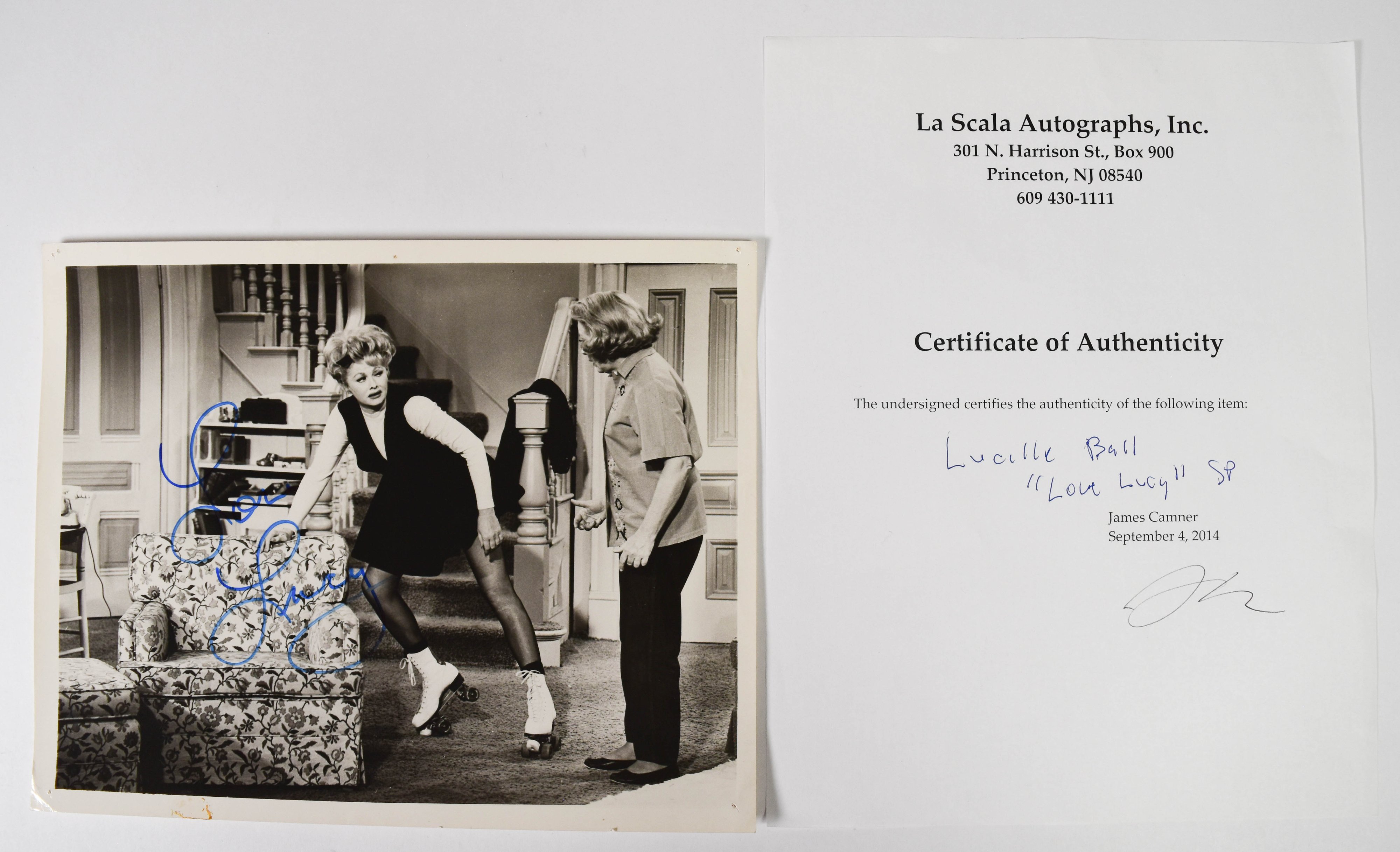 Lucille Ball Signed Photograph Roller Skating Scene