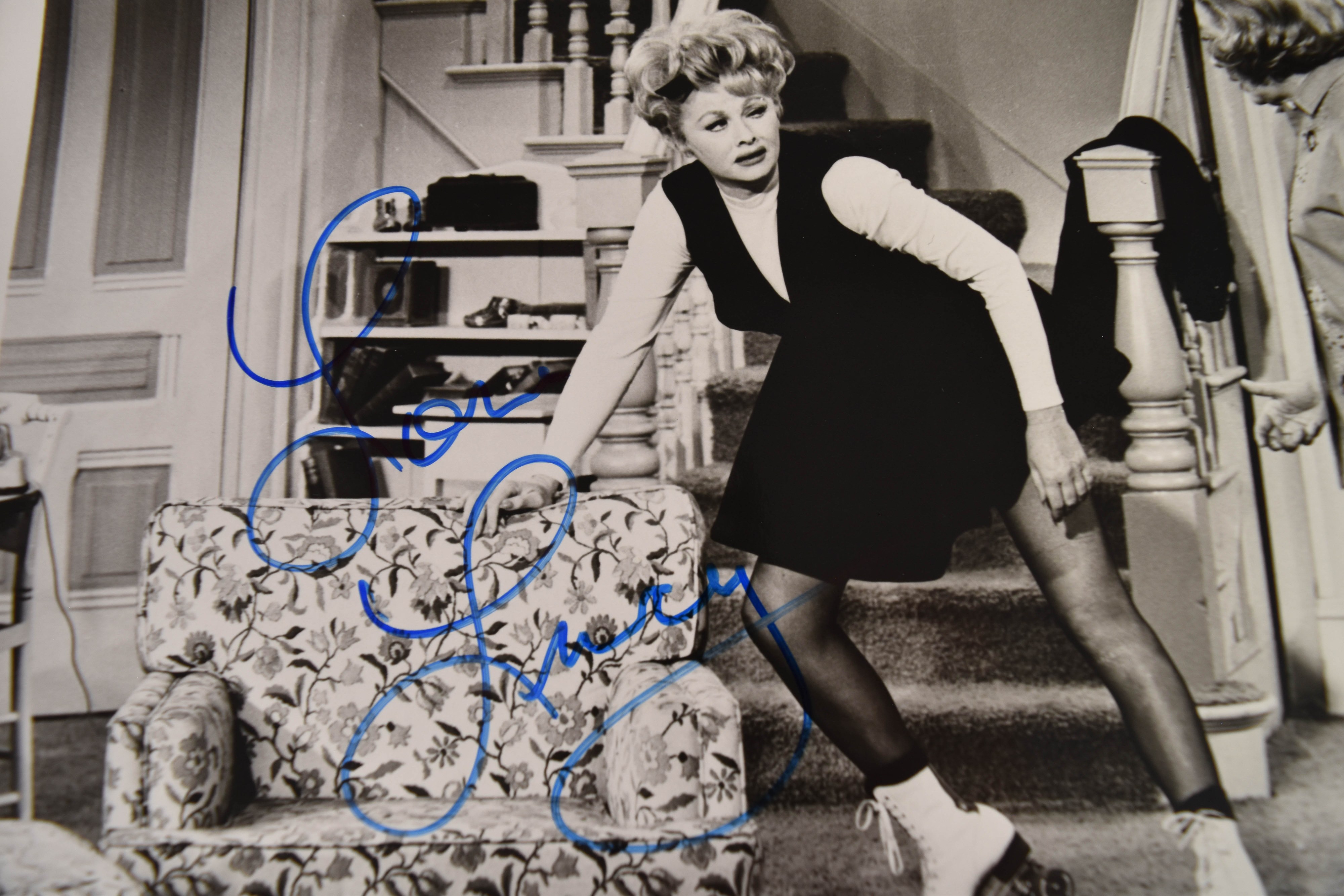 Lucille Ball Signed Photograph Roller Skating Scene