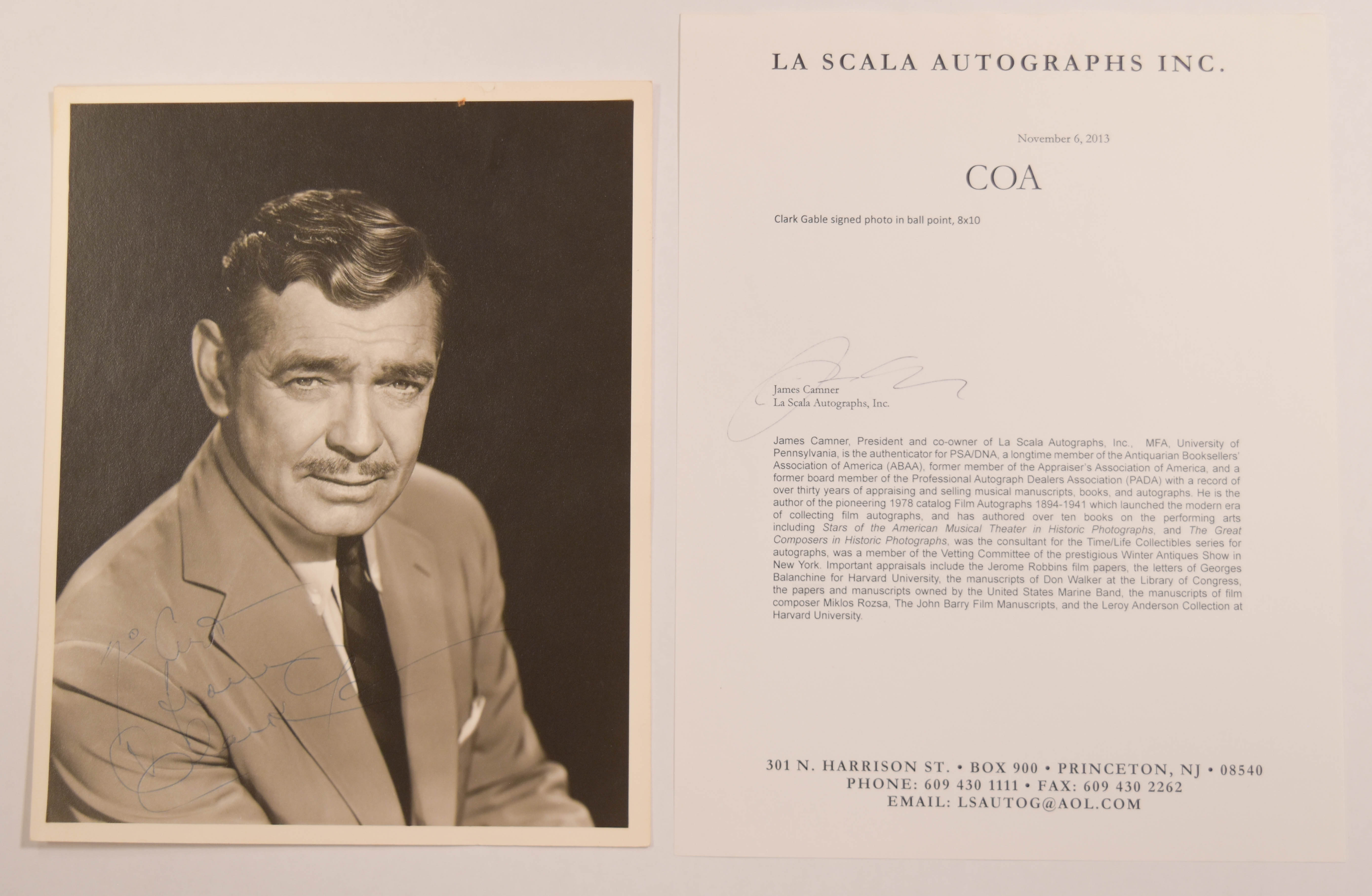 Clark Gable Signed Paramount Pictures Publicity Photograph by Bud Fraker