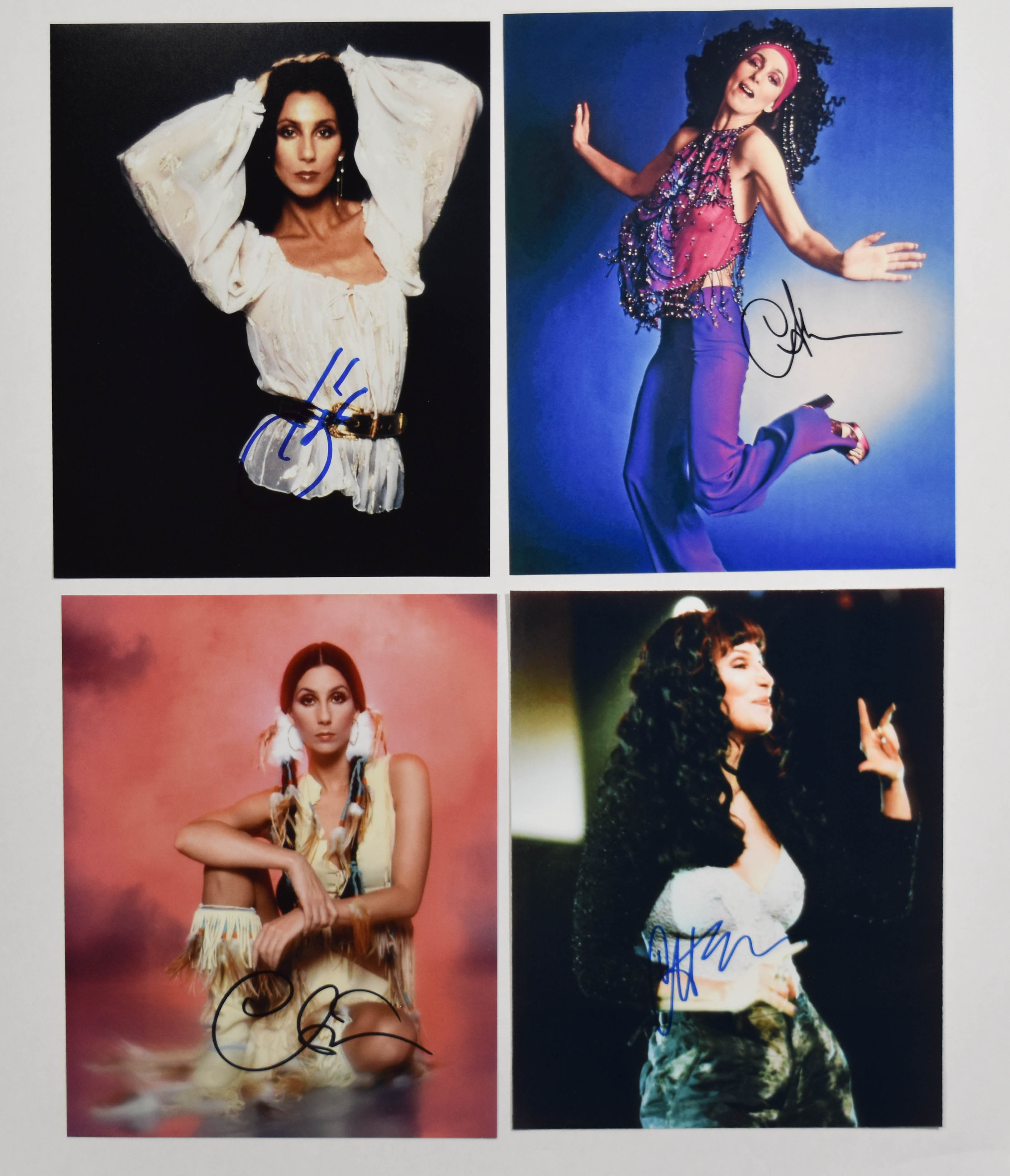 4 Autographed Cher Photographs with COA