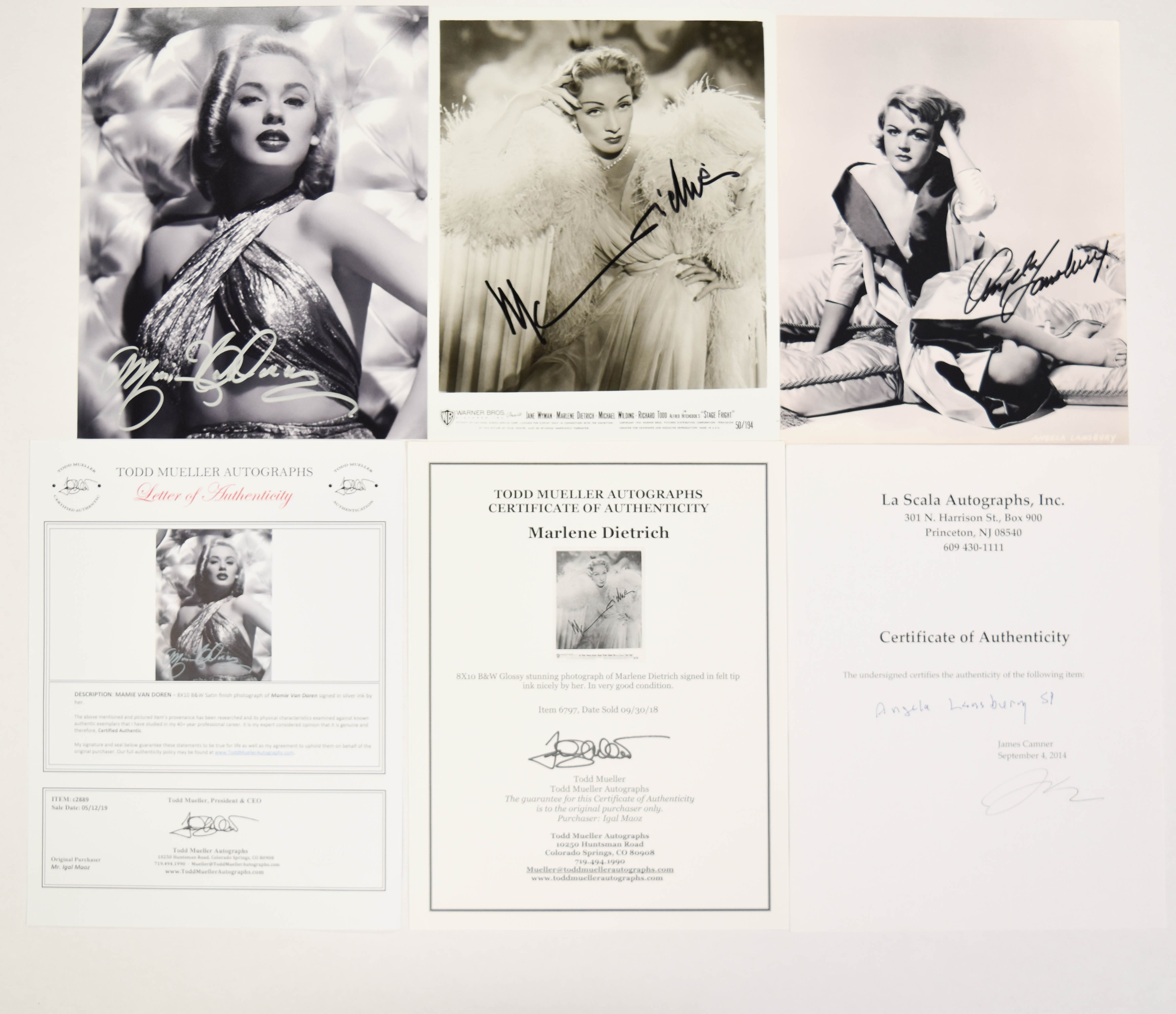 6 Autographed Classic Hollywood Actress Photographs