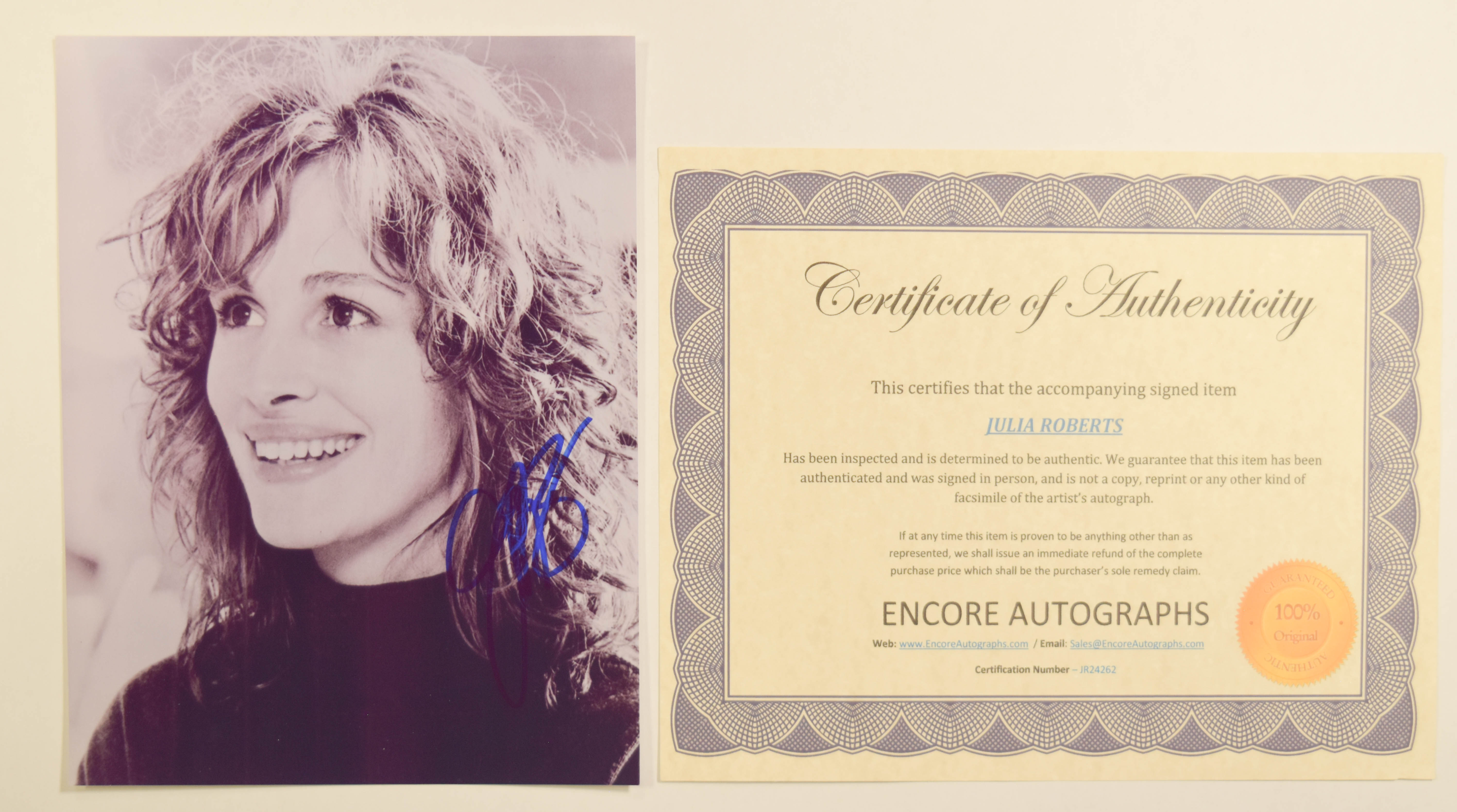 2 Autographed Julia Roberts Photographs with COA