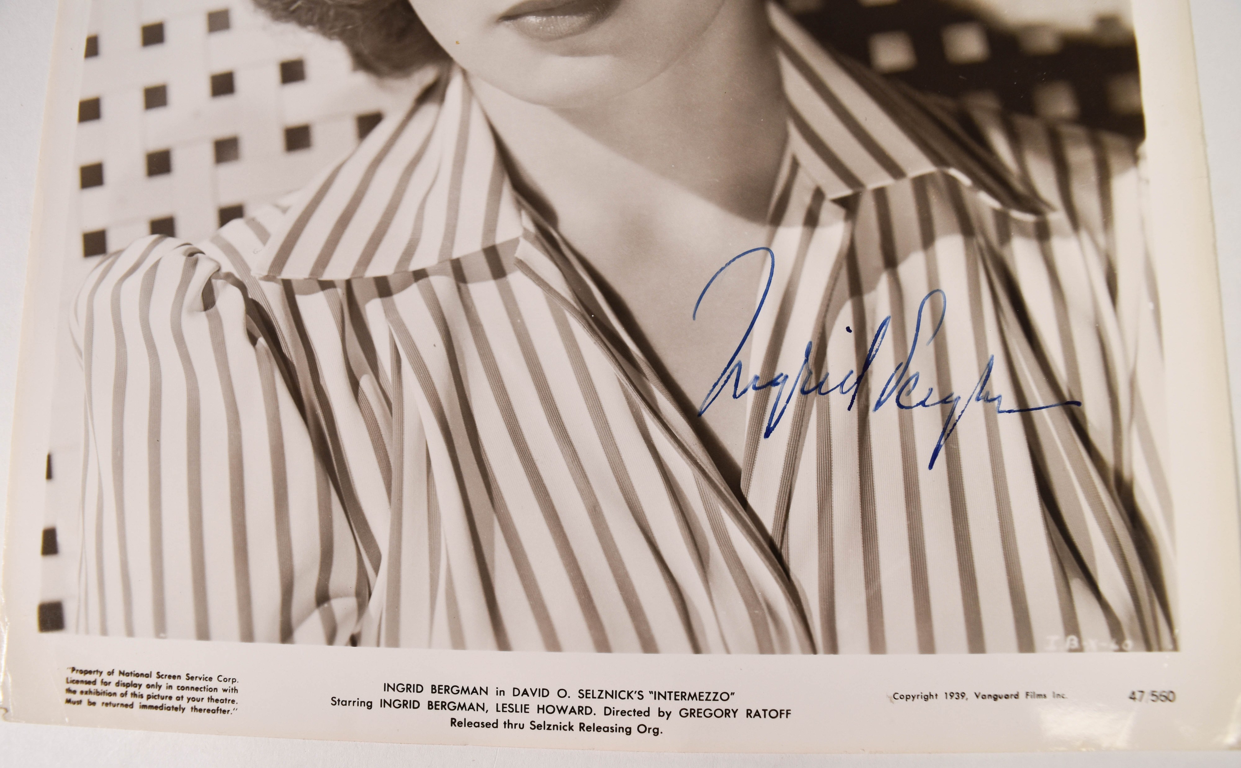 3 Ingrid Bergman Janet Leigh and Mamie Van Doren Signed Photographs
