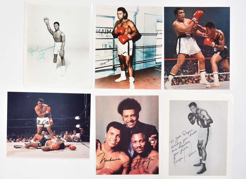 Lot 169: 6 Signed Boxing Photographs Incl Muhammad Ali and Joe Frazier with COA