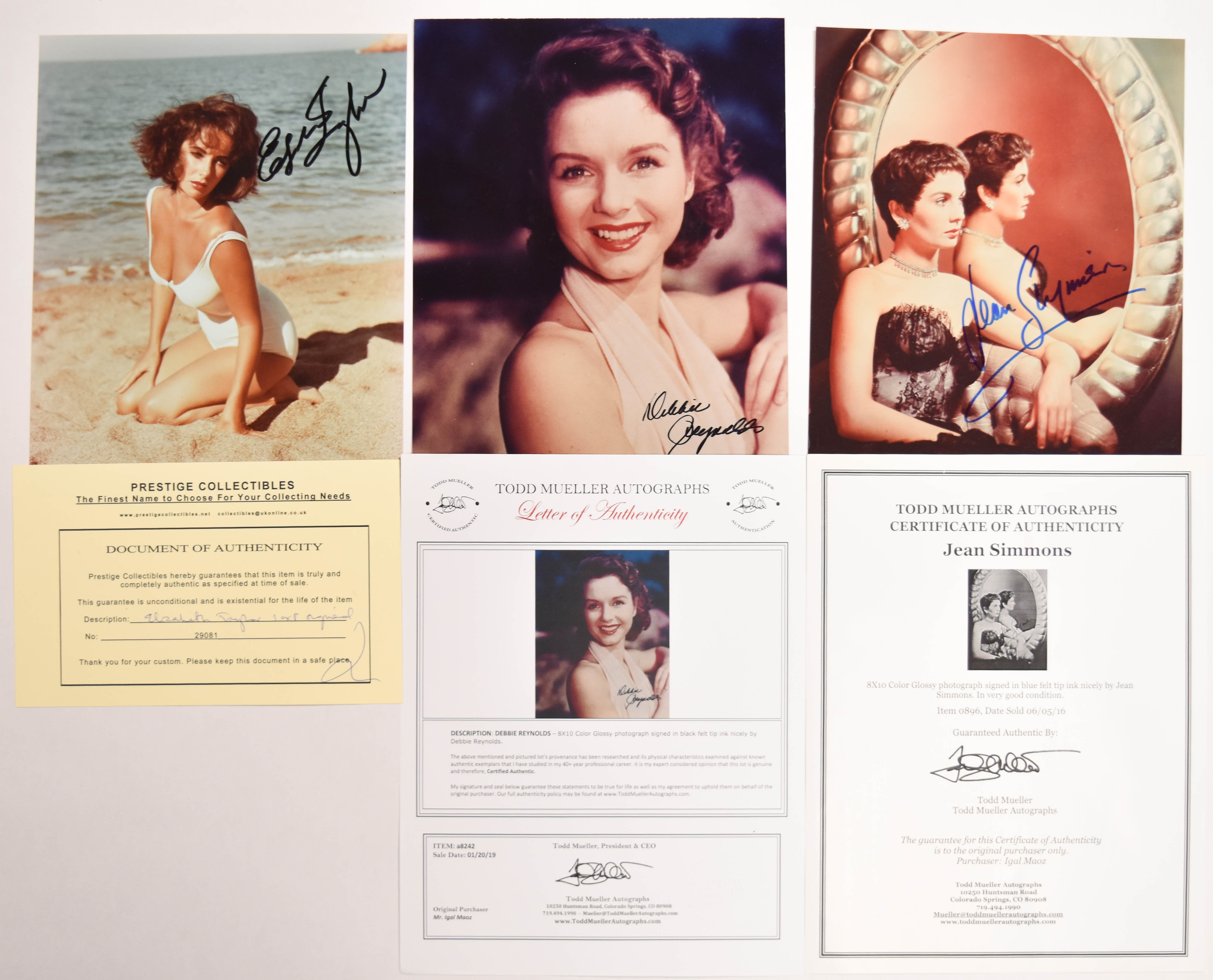9 Autographed Photographs of Hollywood Actresses Including Elizabeth Taylor and Hedy Lamarr