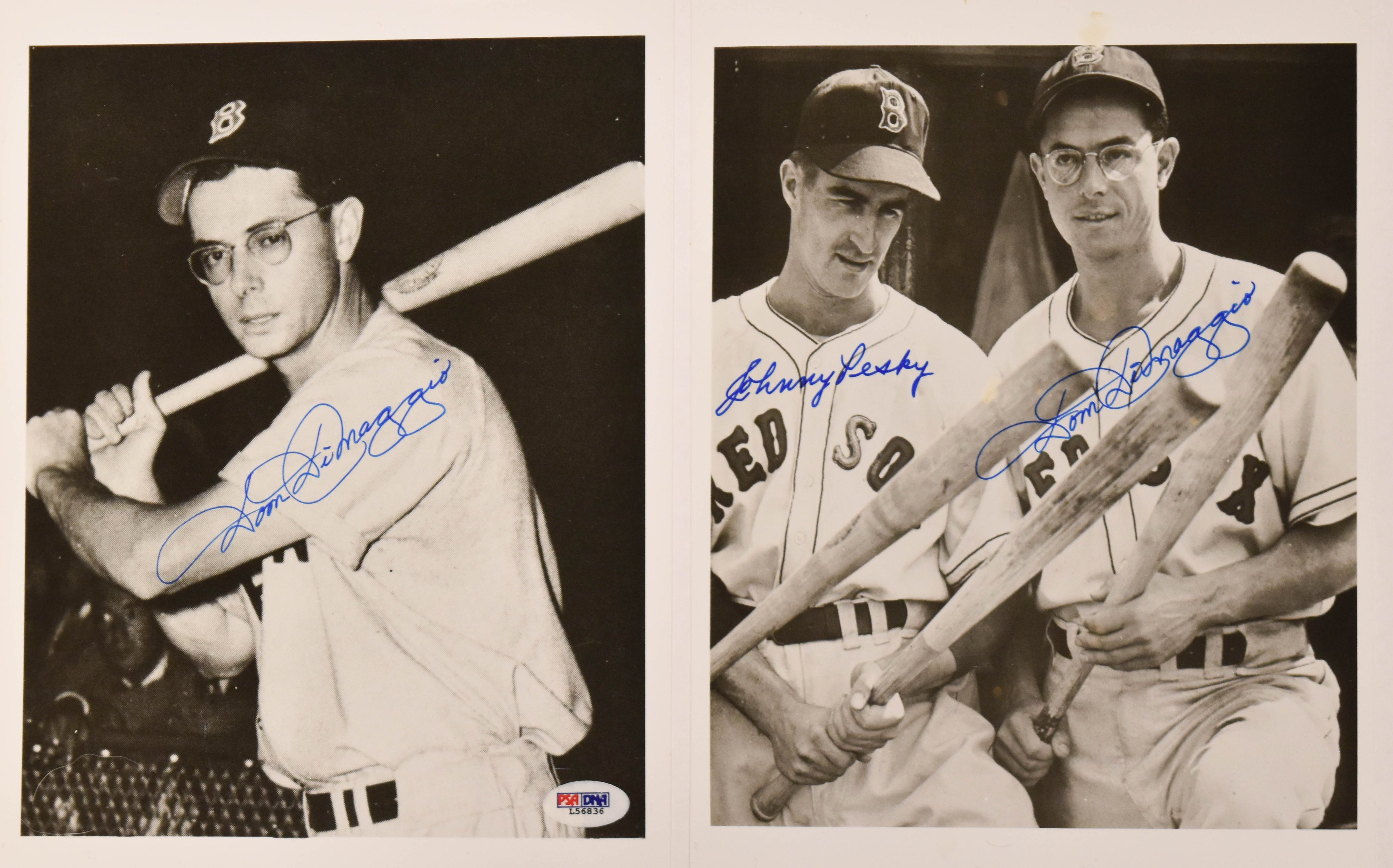 2 Dom DiMaggio and Johnny Pesky Signed Black and White Photographs