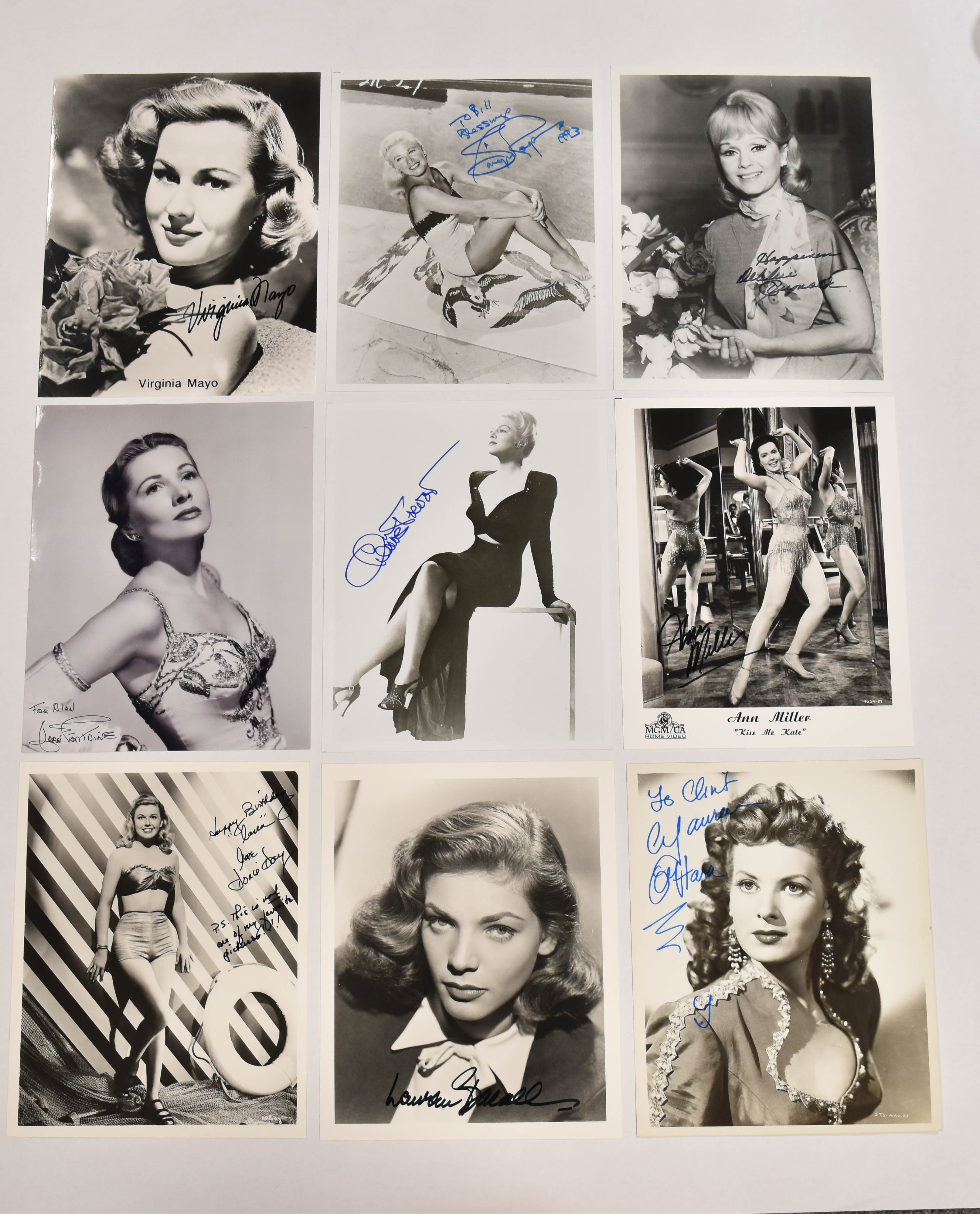 9 Autographed Silver Gelatin Photographs of Old Hollywood Actresses