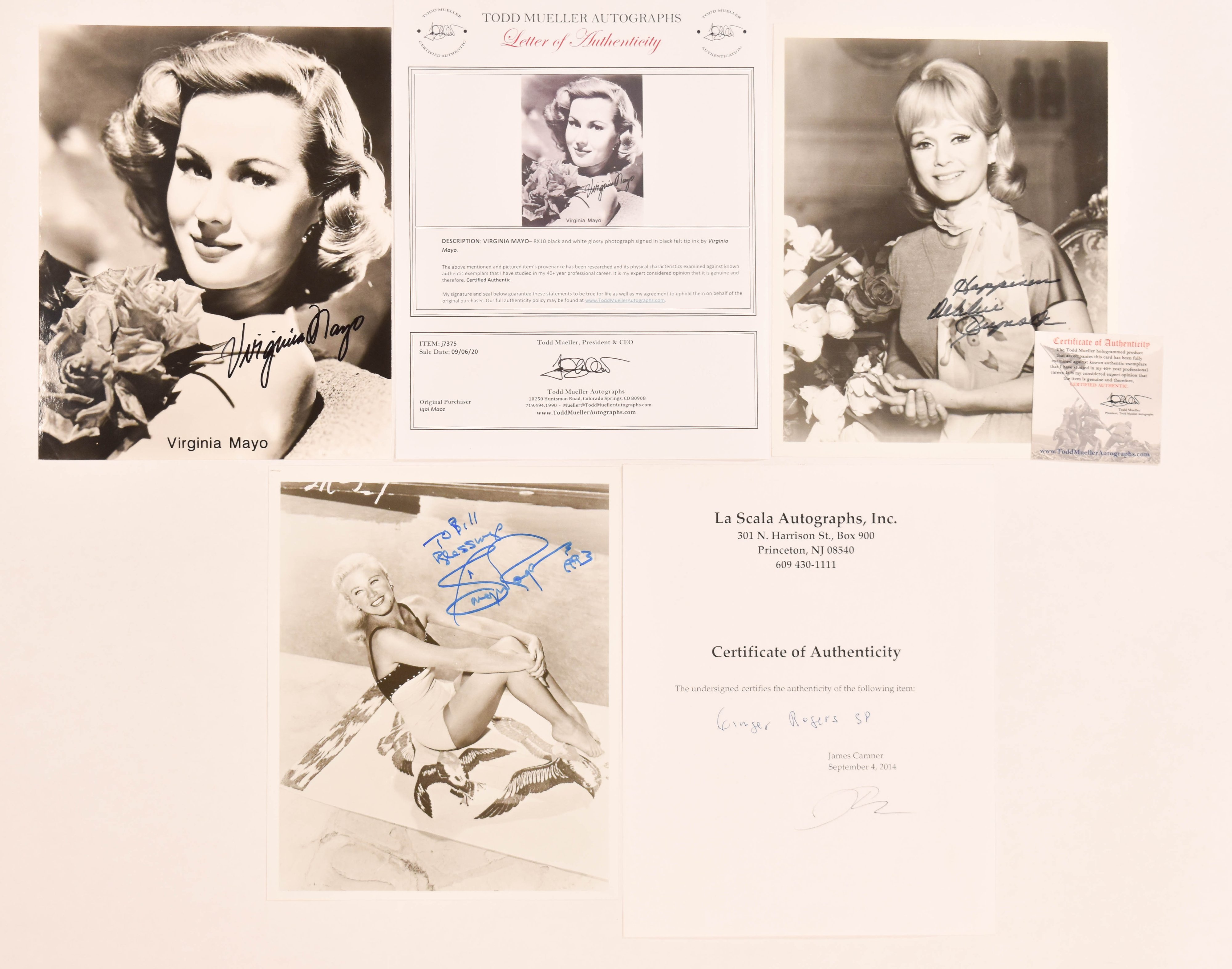 9 Autographed Silver Gelatin Photographs of Old Hollywood Actresses