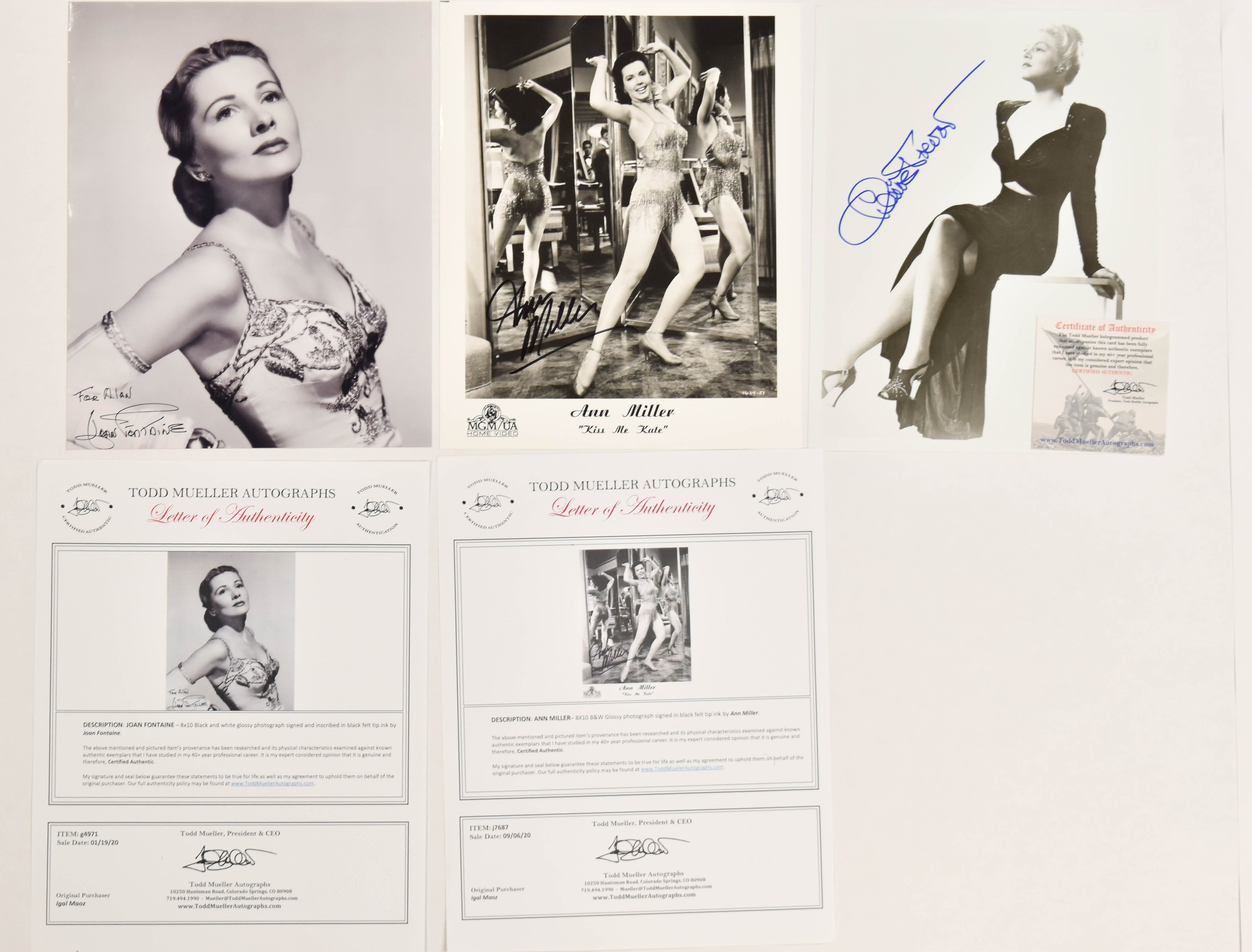 9 Autographed Silver Gelatin Photographs of Old Hollywood Actresses