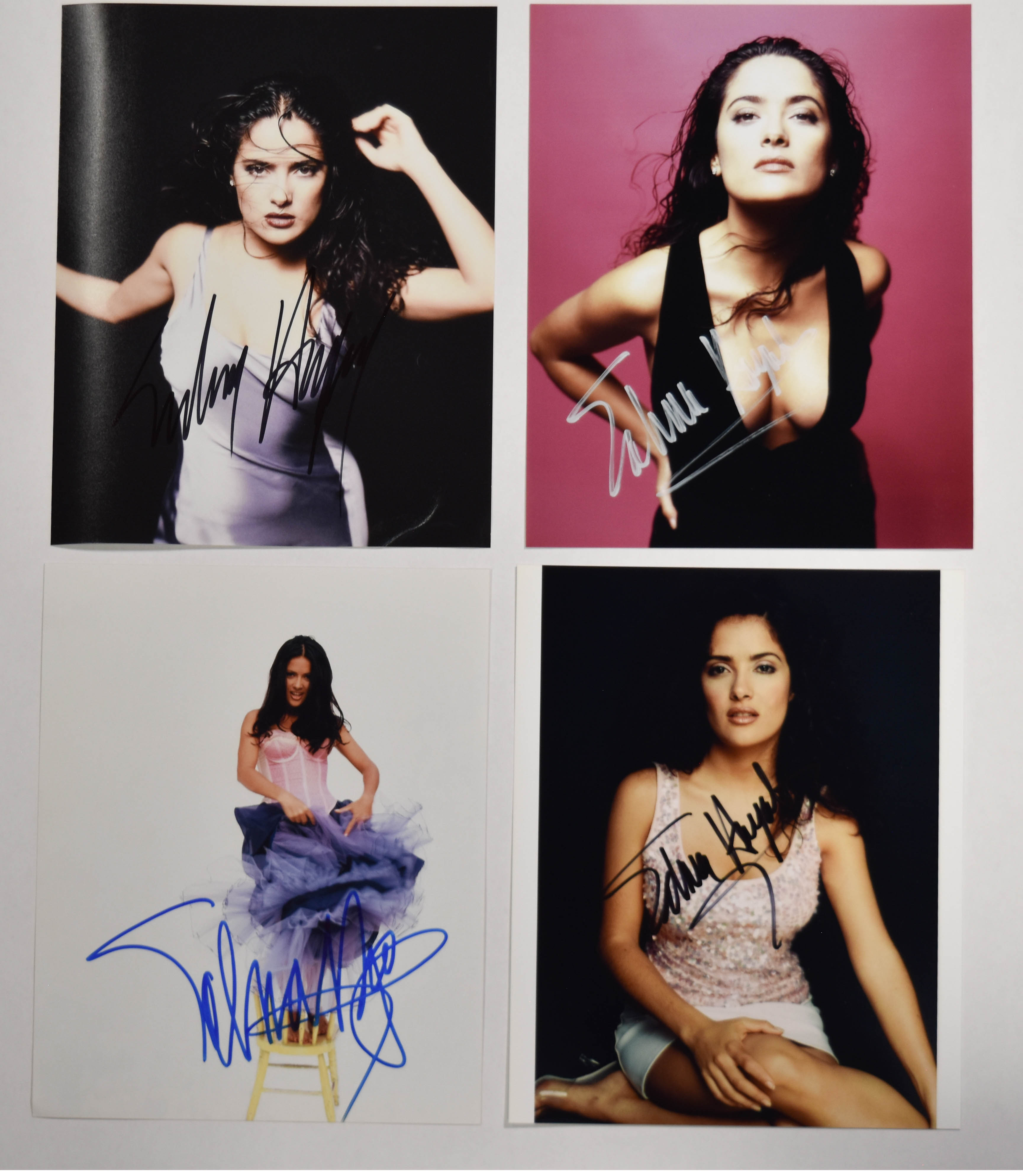 4 Autographed Color Photographs of Salma Hayek with COA