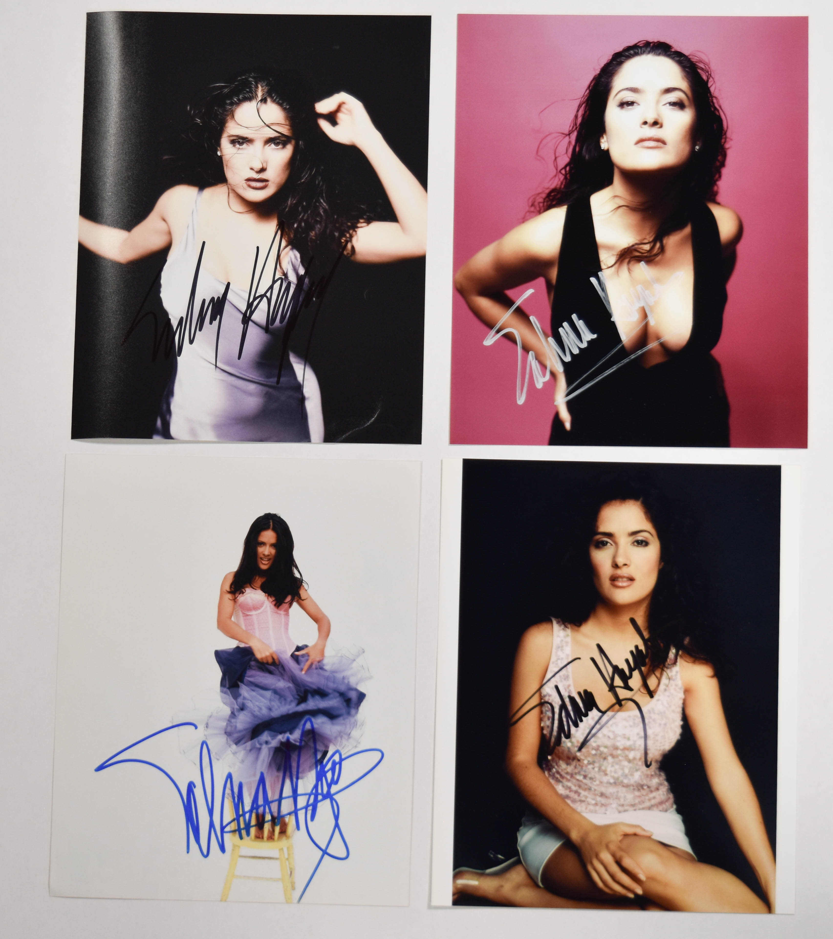 4 Autographed Color Photographs of Salma Hayek with COA