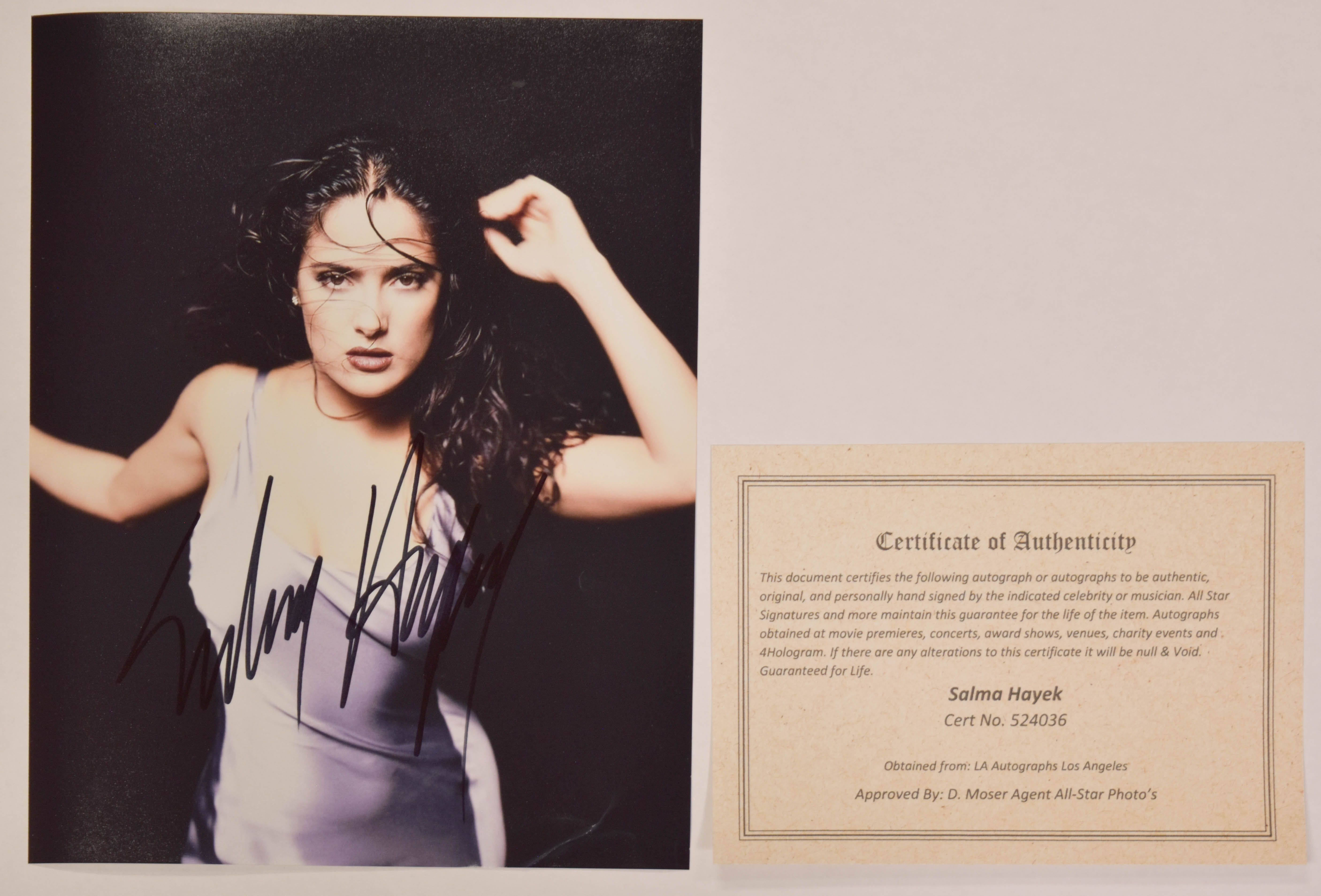 4 Autographed Color Photographs of Salma Hayek with COA