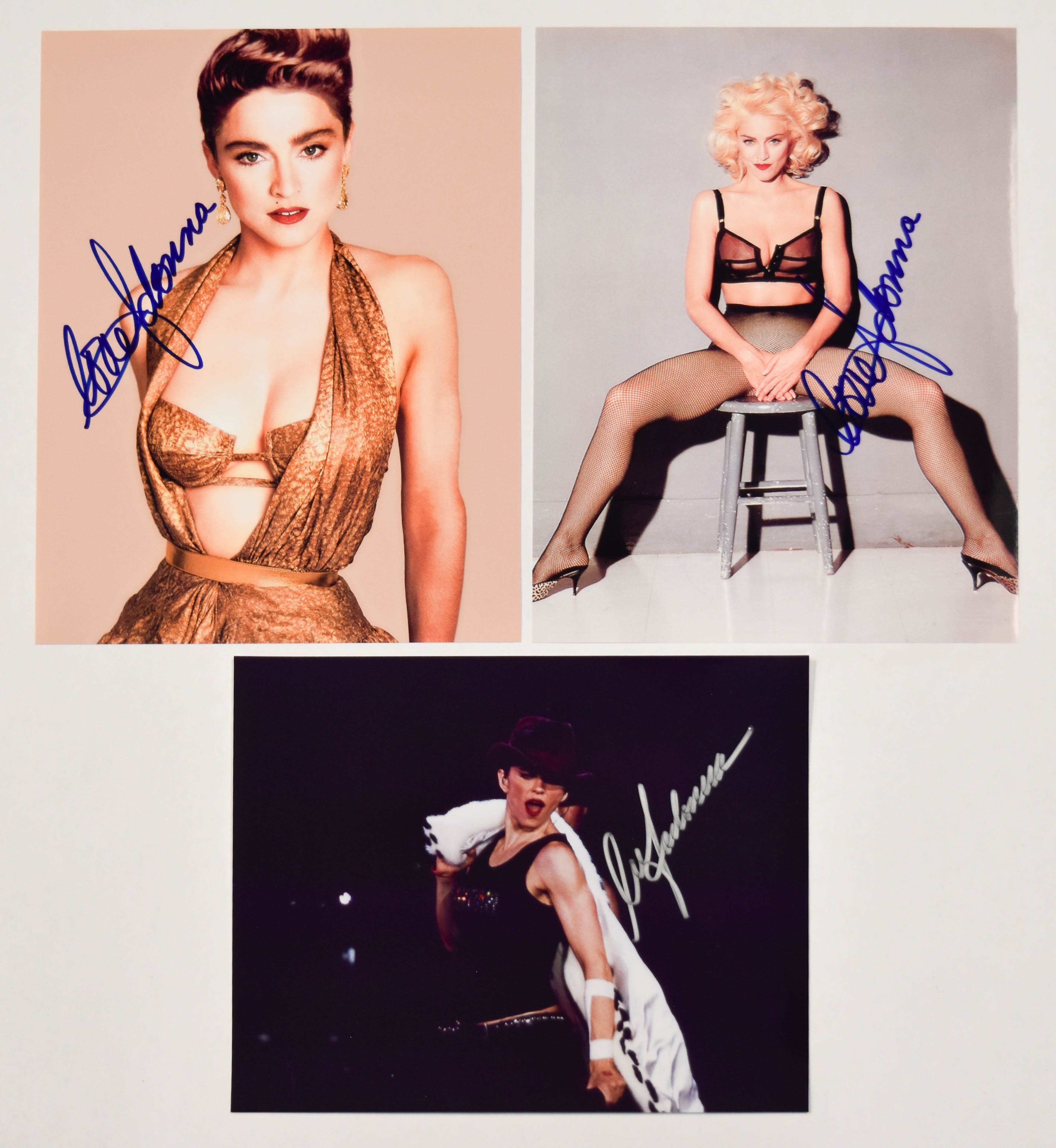 3 Madonna Autographed Color Photographs