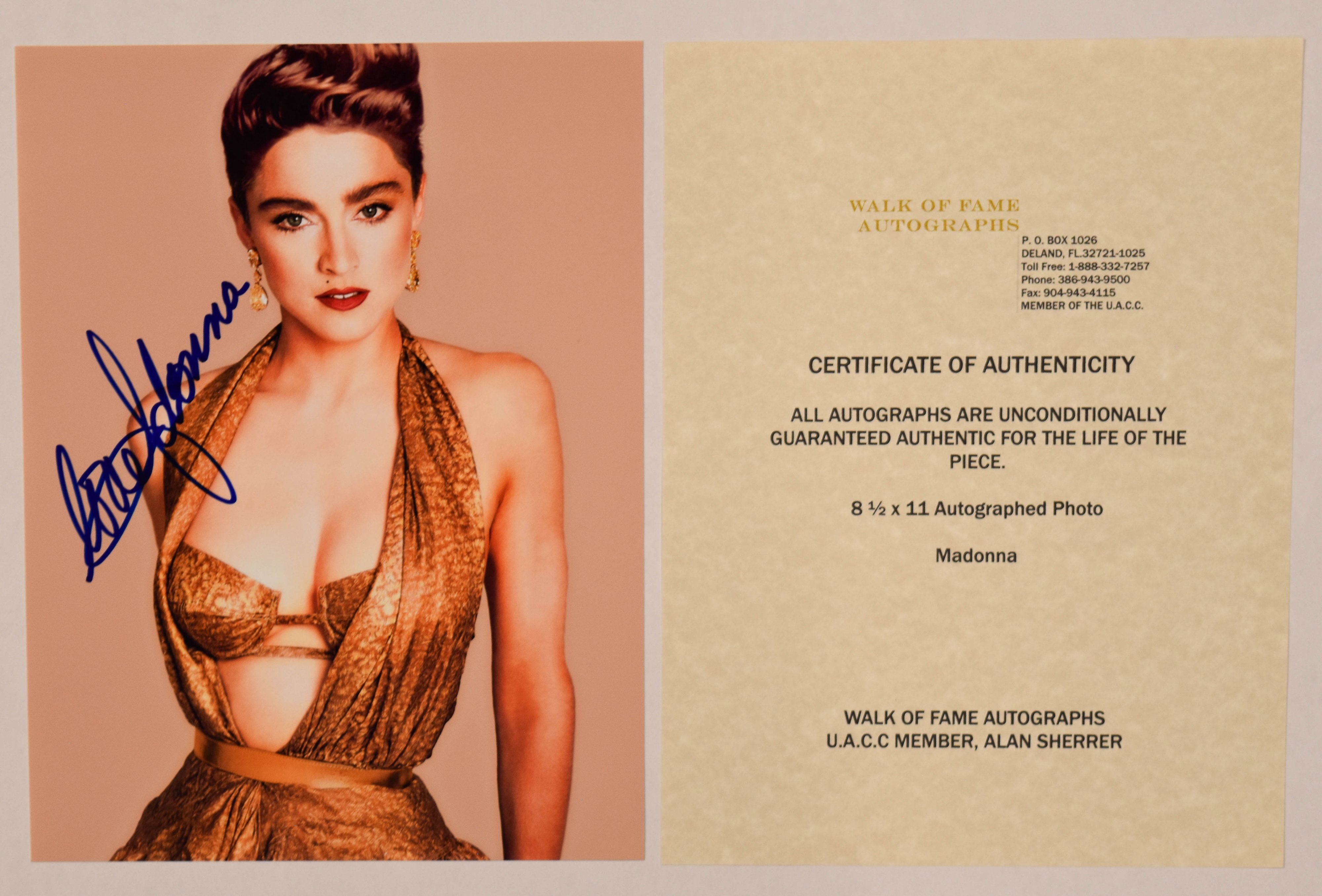 3 Madonna Autographed Color Photographs