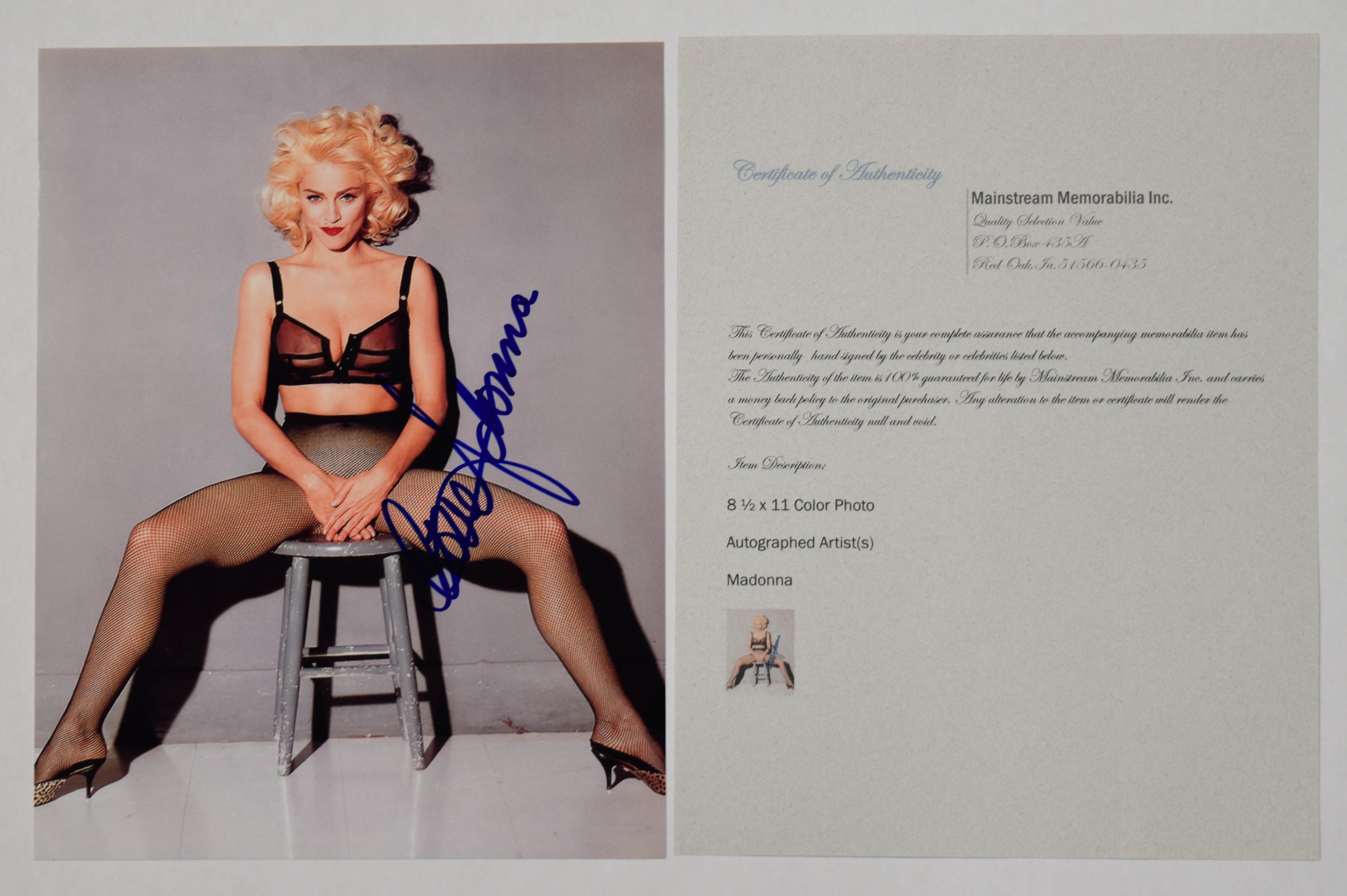 3 Madonna Autographed Color Photographs