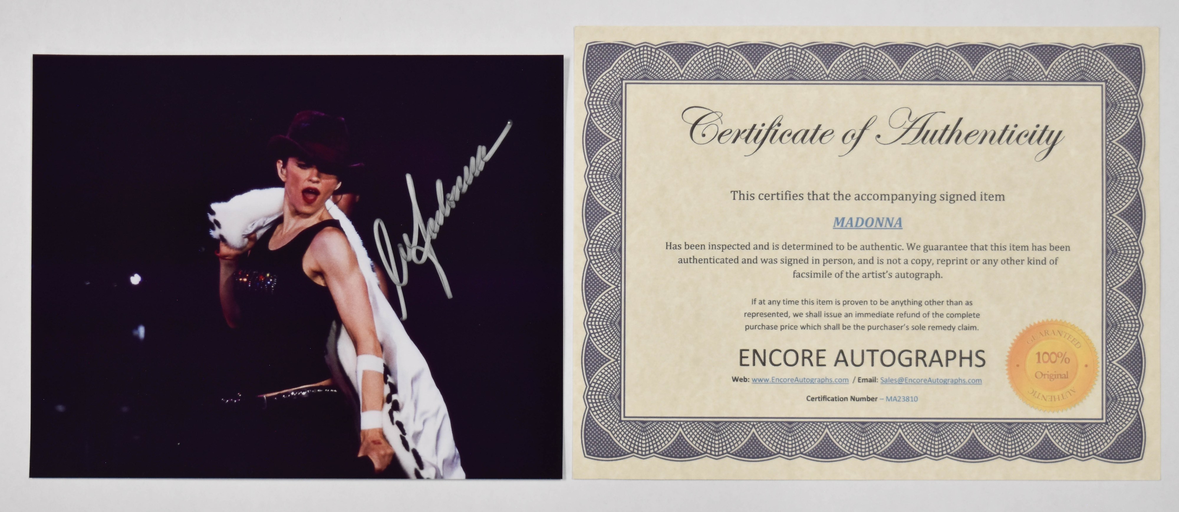 3 Madonna Autographed Color Photographs