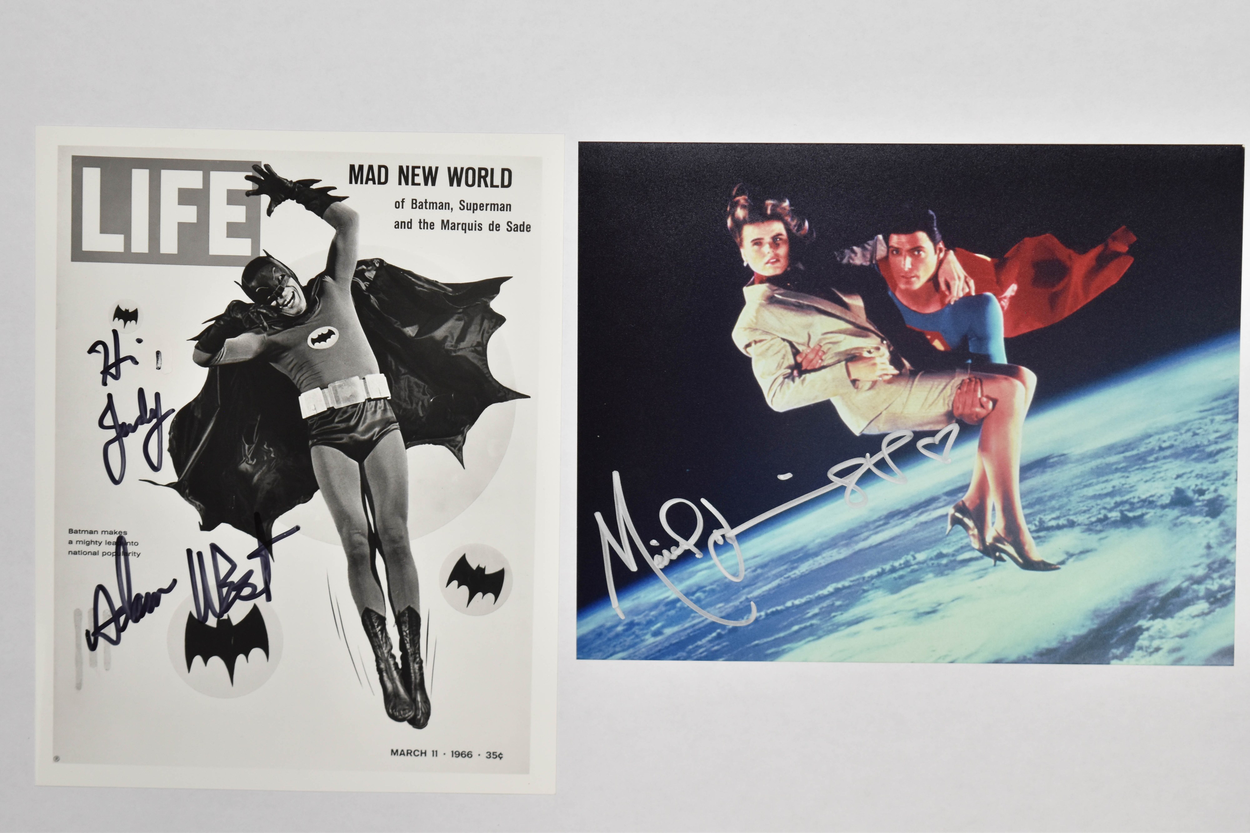 2 Adam West and Mariel Hemingway Autographed Photographs