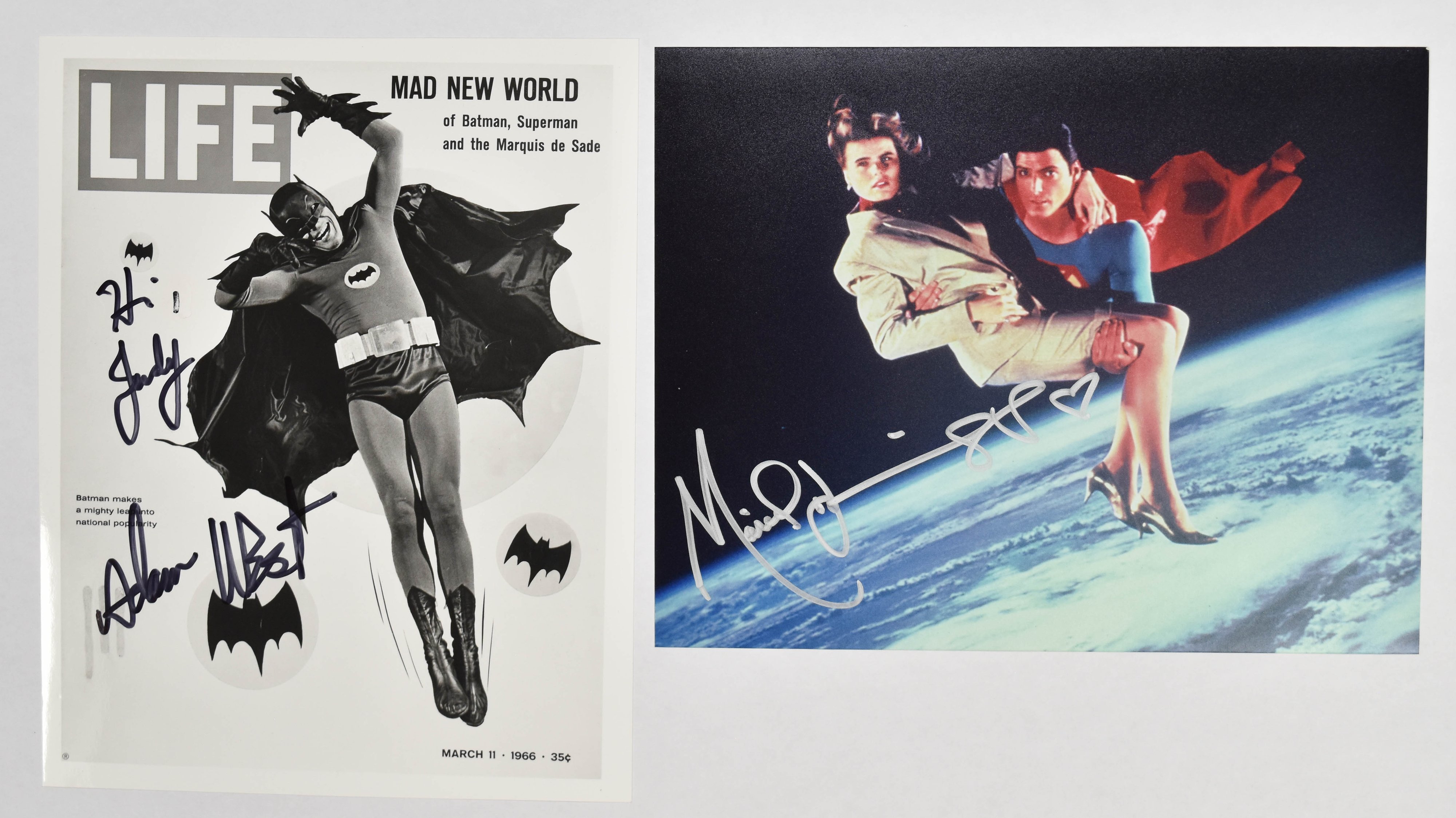 2 Adam West and Mariel Hemingway Autographed Photographs