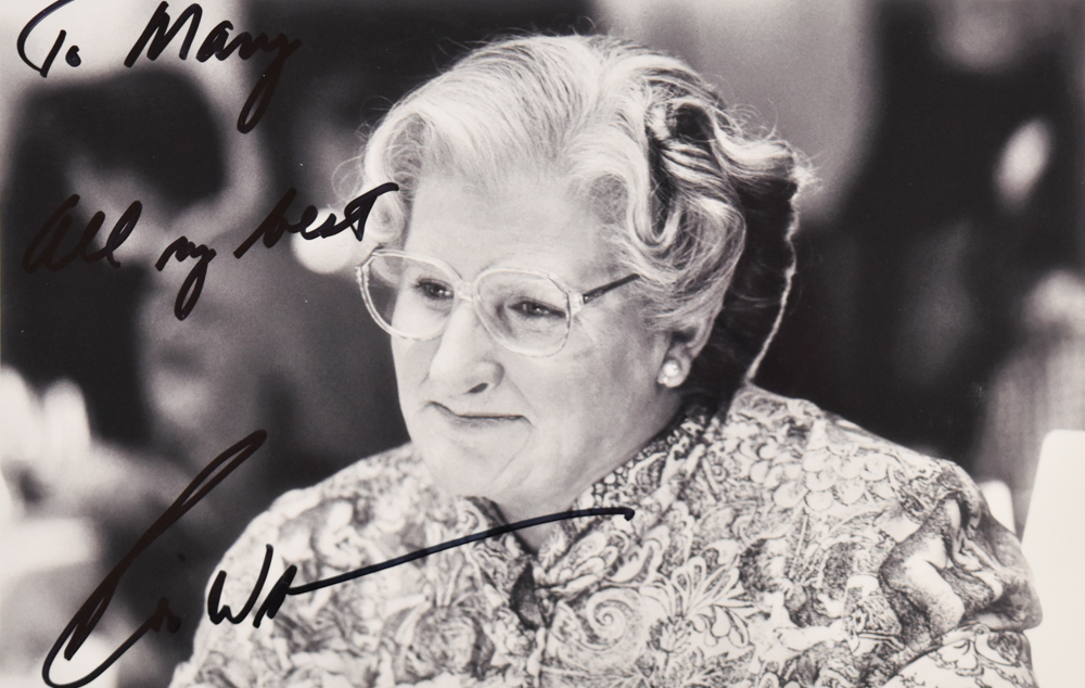 Robin Williams Autographed Photograph Mrs. Doubtfire