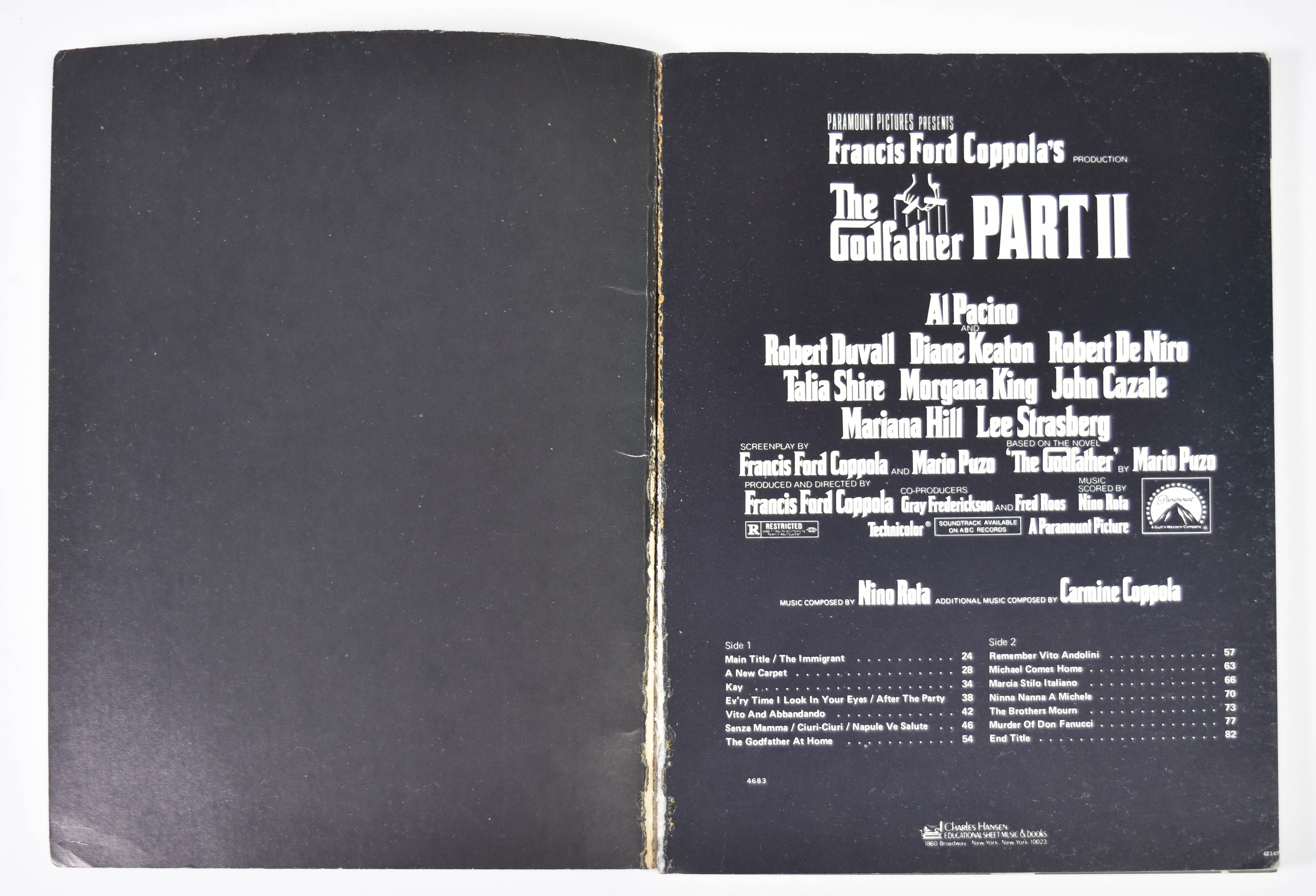 Charles Hansen Paper The Godfather Part II Multi-Signed Sheet Music Book